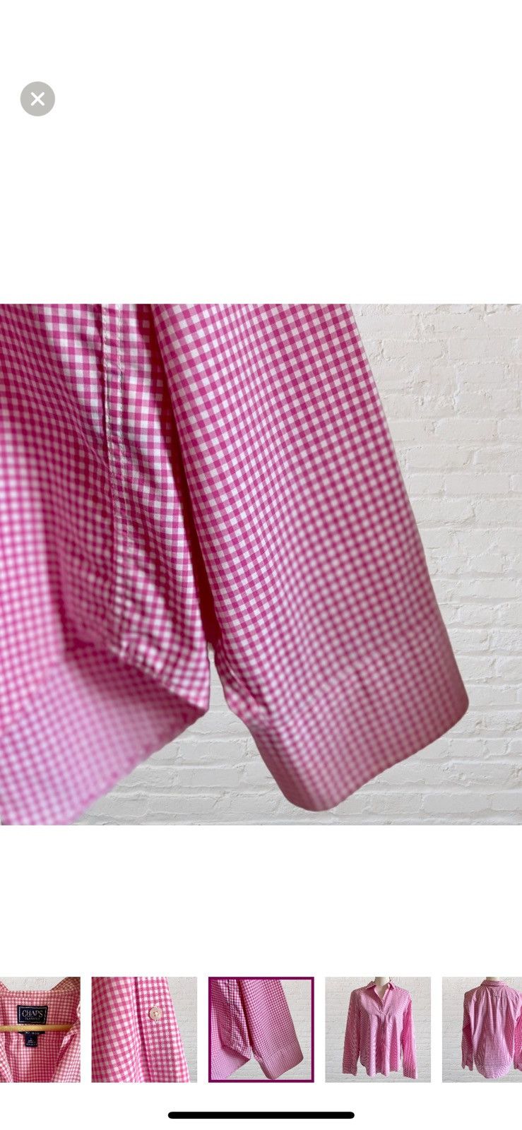 Chaps Ralph Lauren PINK PLAID CHAPS CHECKERED BUTTON UP SHIRT BLOUSE NO IRON Size L / US 10 / IT 46 - 6 Thumbnail