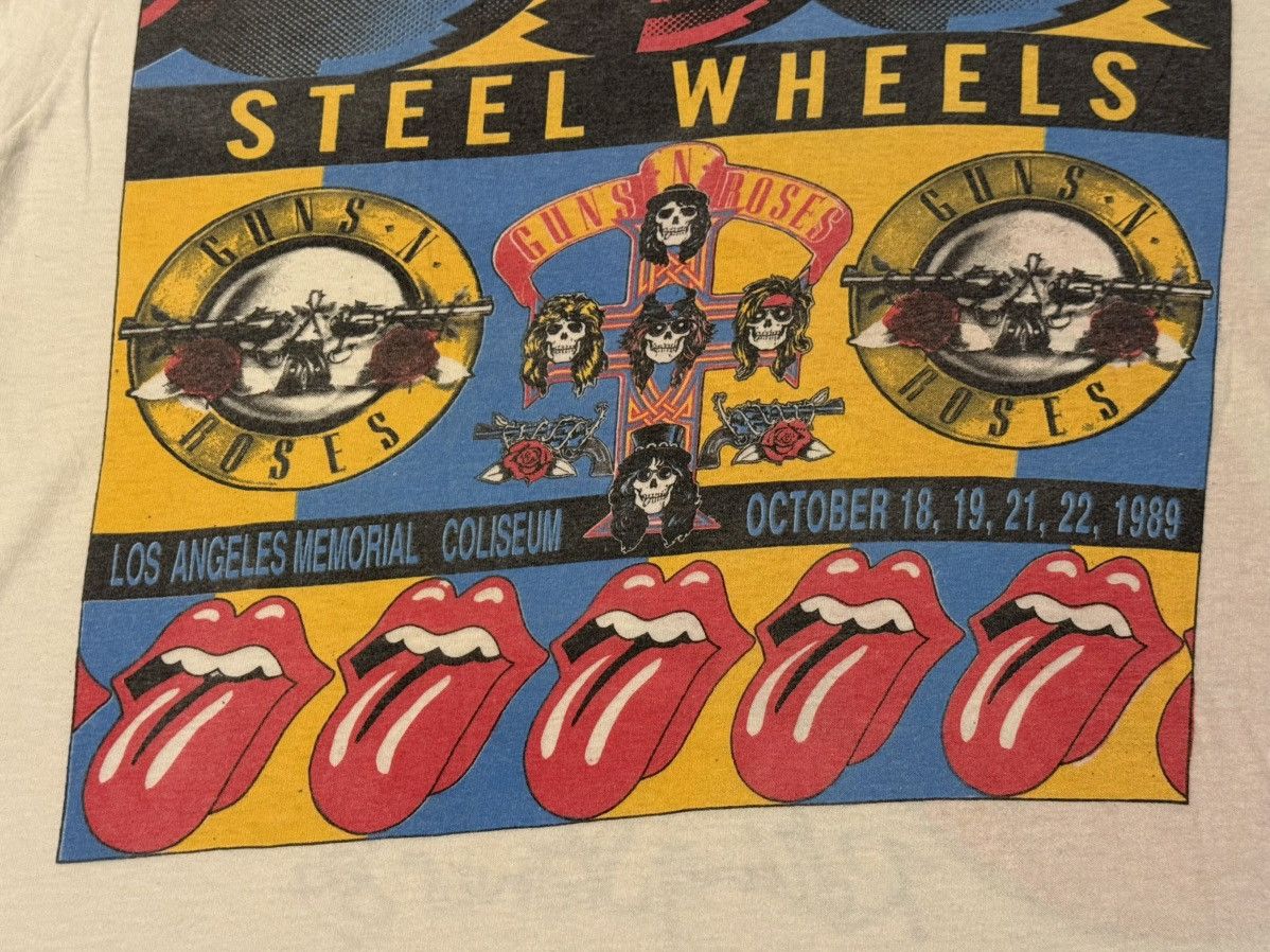 The Rolling Stones Vintage Rolling Stones Guns & Roses Steel Wheels ‘89 T-Shirt Size US XL / EU 56 / 4 - 8 Thumbnail