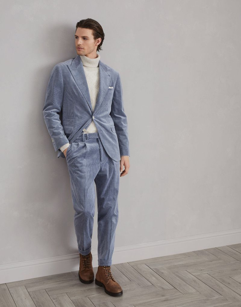 o1w1db10126 Corduroy Leisure Suit in Blue