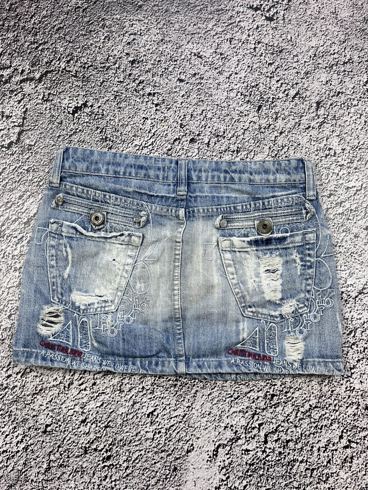Vintage CHRISTIAN DIOR VIBE SEXY MINI SKIRT DENIM JEANS MONOGRAM Size 29" - 5 Thumbnail