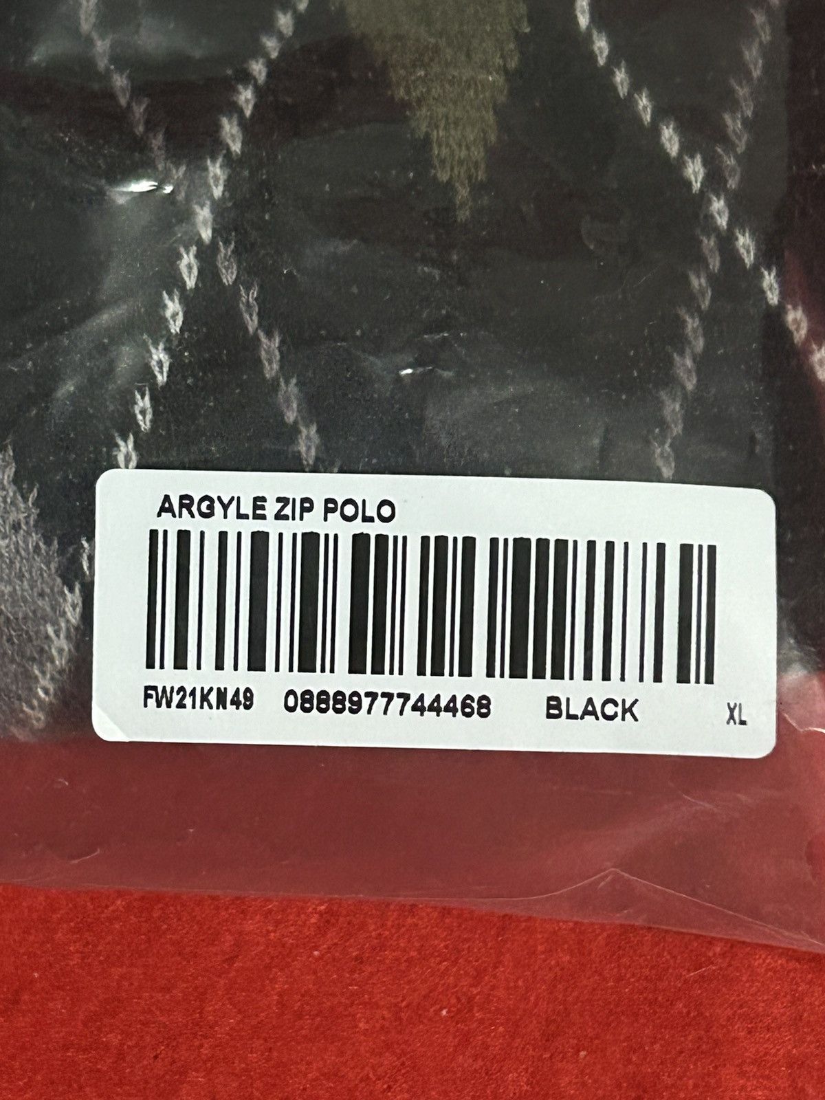 Supreme Argyle Zip Polo Black FW21 BRAND NEW size XL