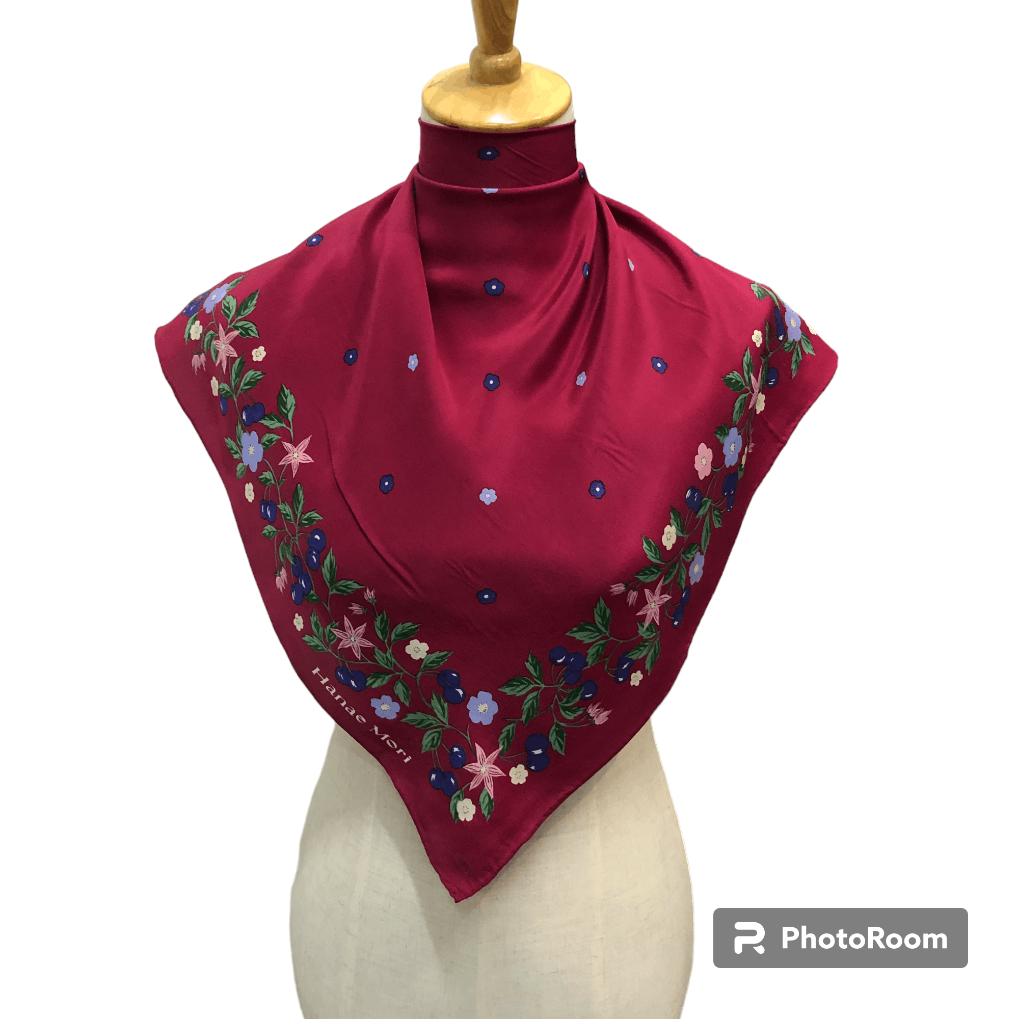 Hanae Mori Vintage Hanae Mori Floral Hand Rolled Silk Scarf M1321 Size ONE SIZE - 1 Thumbnail