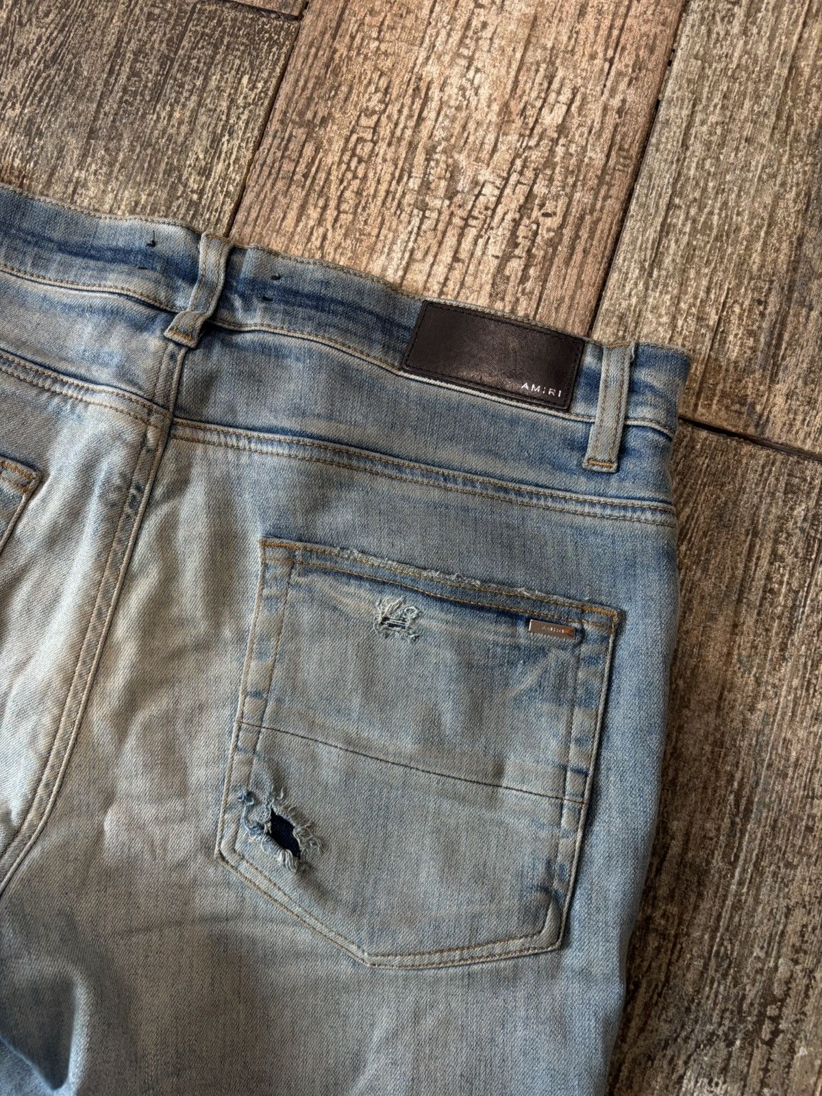 Amiri Lightwash Pajama Patch Distressed Jeans Size US 32 / EU 48 - 4 Thumbnail