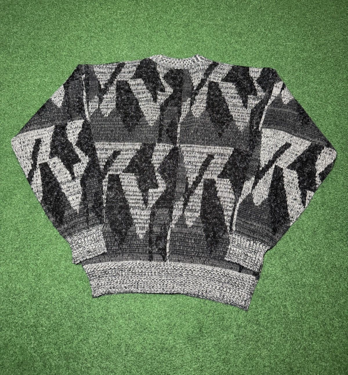 Robert Bruce Vintage 80s 90s Geometric Large Black Cardigan Sweater Size US L / EU 52-54 / 3 - 3 Thumbnail