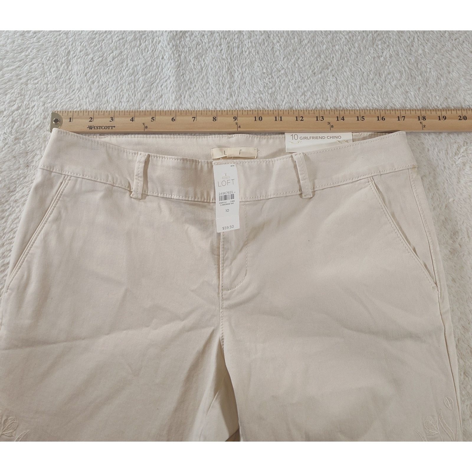 Loft Loft Girlfriend Chino Pants Womens 10 Floral Embroidered NWT Size 32" / US 10 / IT 46 - 6 Thumbnail