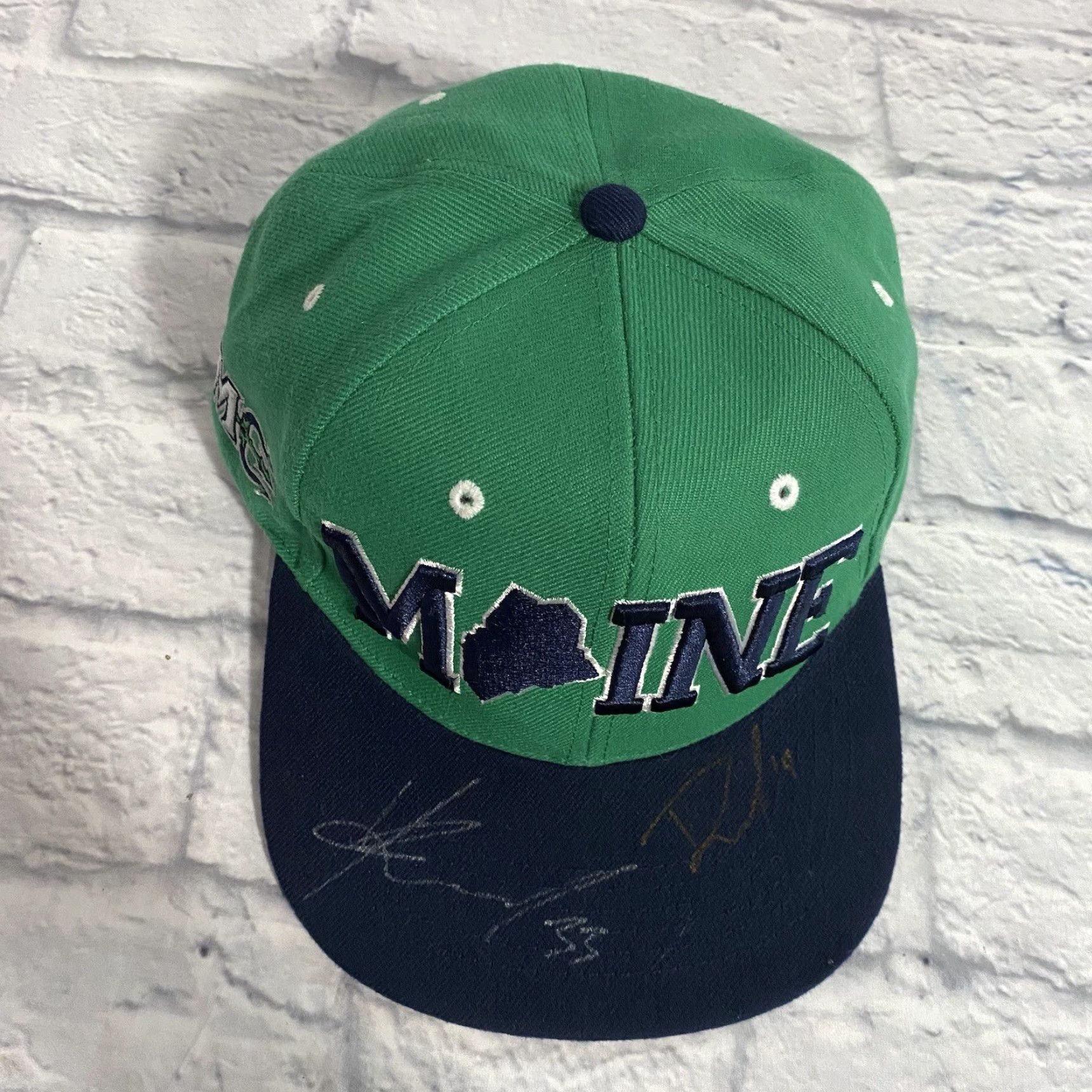 New Era Maine Mariners Hat Autographed Signed Blue Green Echl Bimmridder Baseball Cap 7 3/4 New Era Men Blue Mariners 90s Size ONE SIZE - 6 Thumbnail