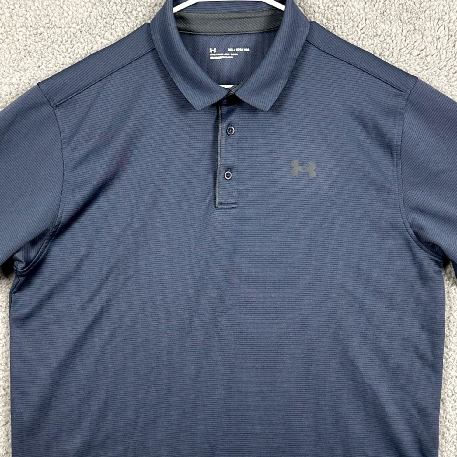Under Armour Under Armour Polo Shirt Golf Polo Mens 2XL Blue Striped Short Sleeve Logo Rugby Comfort Breathable Loose Fit Size US XXL / EU 58 / 5 - 2 Thumbnail