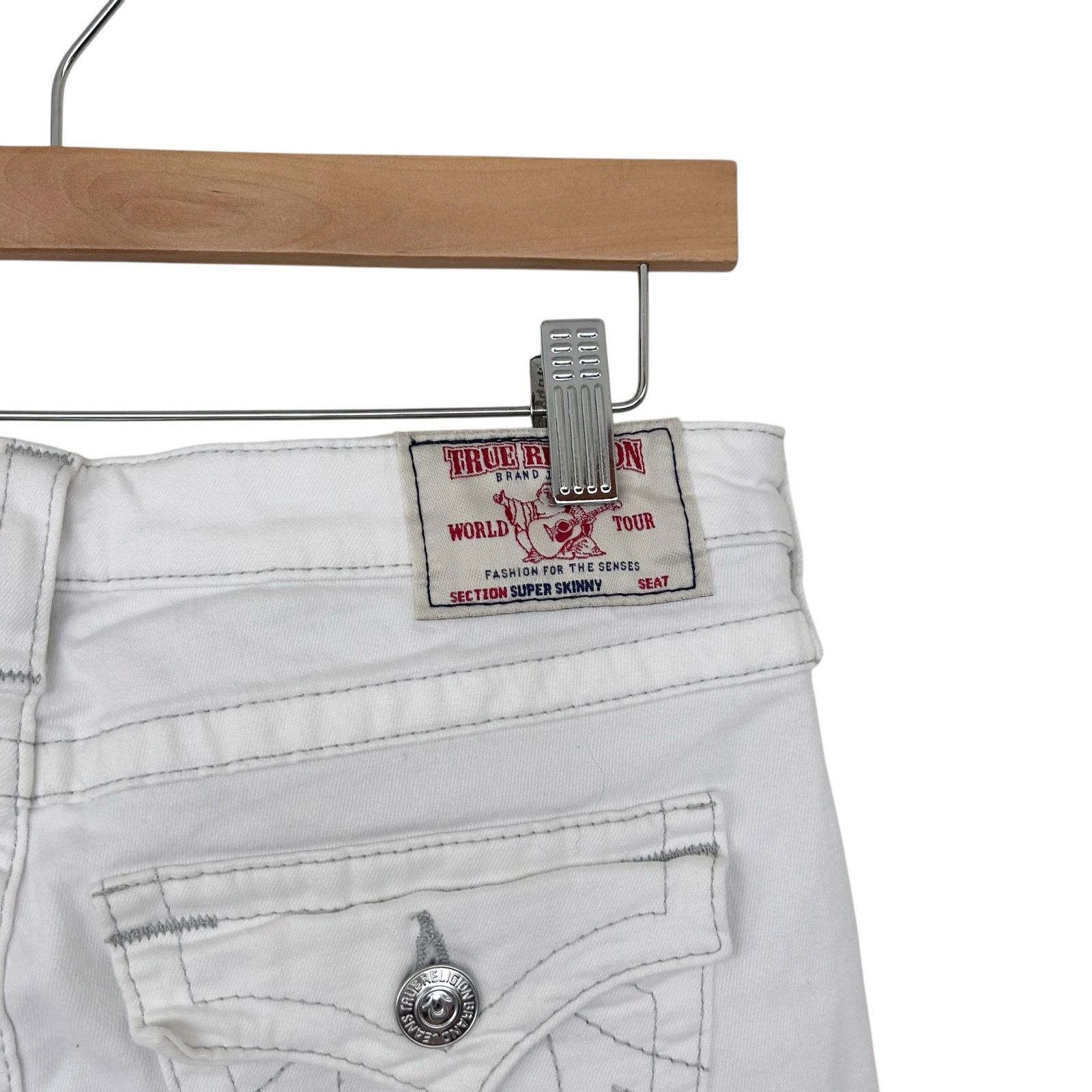 True Religion True Religion White Distressed Sequin Skinny Jeans Sz 29 Size 29" - 8 Thumbnail