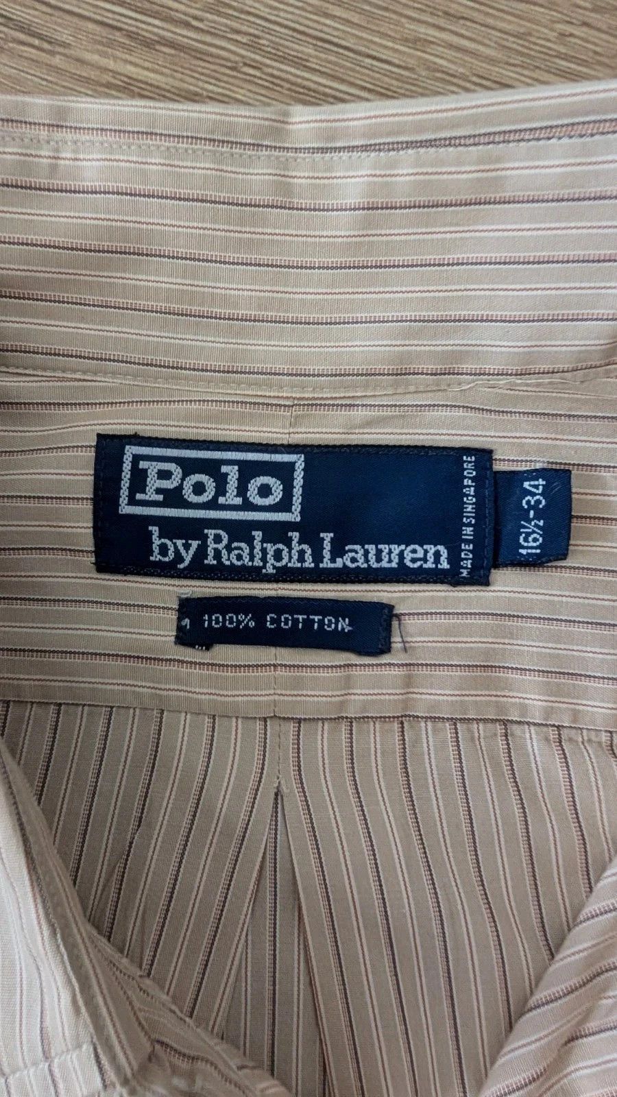 Polo Ralph Lauren Polo Ralph Lauren Tan Stripe Spearcollar Shirt 16.5-34 Size US XL / EU 56 / 4 - 2 Thumbnail