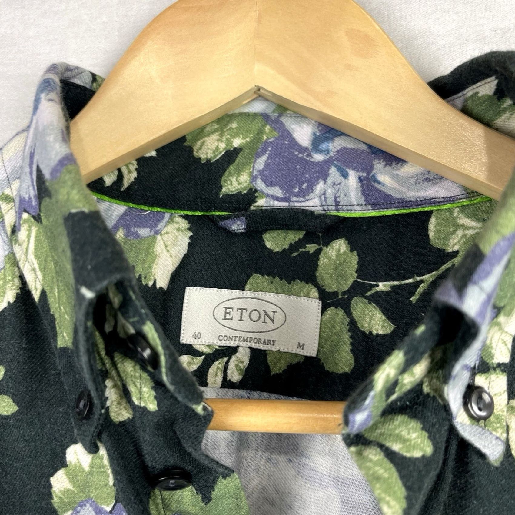 Eton Eton Shirt Mens M 40 15-3/4 Black Floral Contemporary Button-Up Long Sleeve Shirt Mens Black Floral Button-Up Size US M / EU 48-50 / 2 - 4 Thumbnail