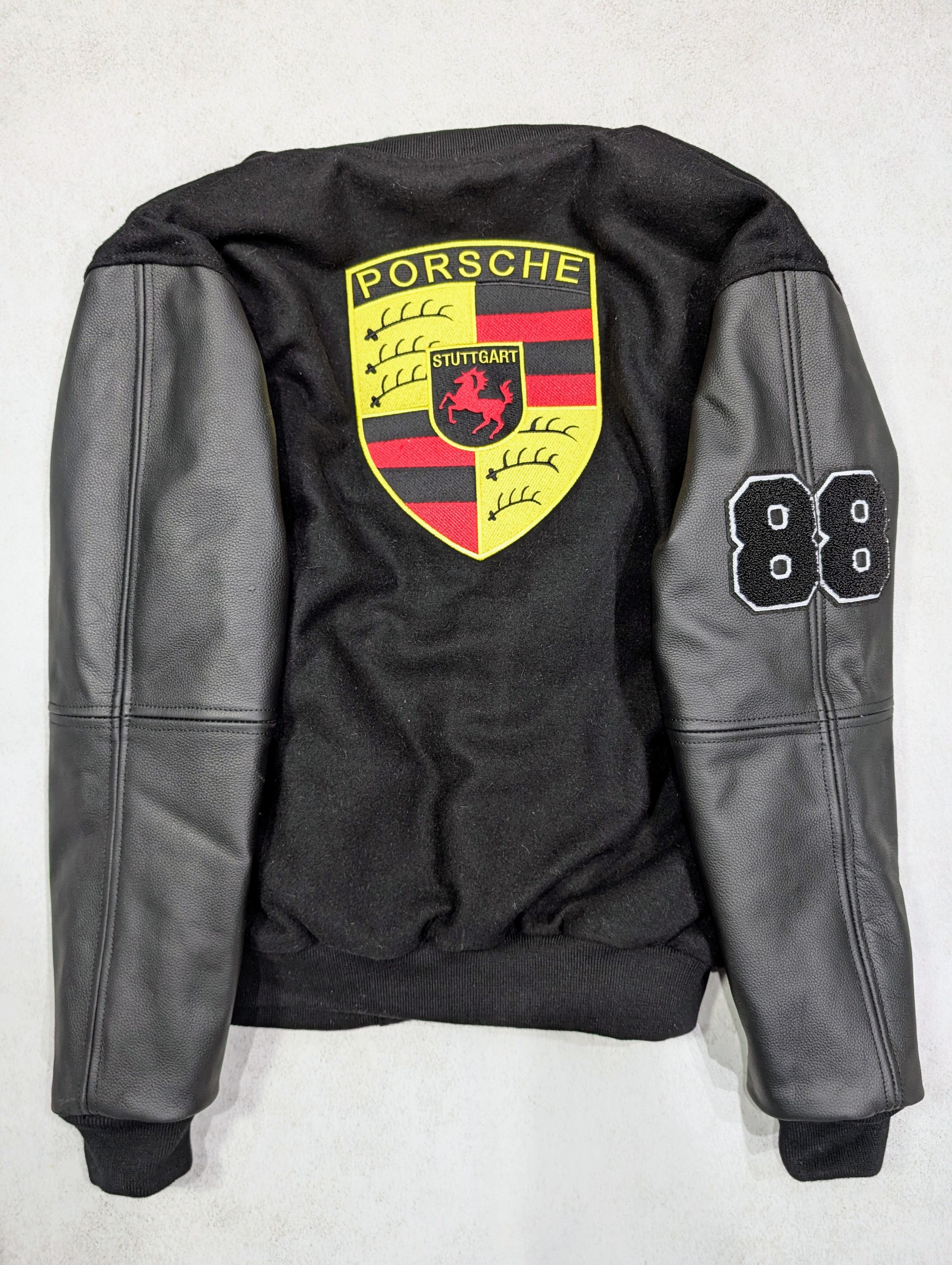 Vintage 🔥 PORSCHE 🔥 RARE VARSITY LEATHER JACKET Size US M / EU 48-50 / 2 - 6 Thumbnail