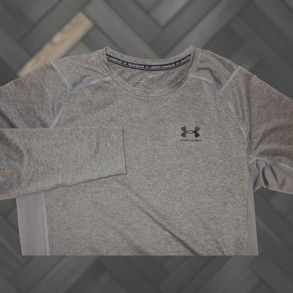 Under Armour VINTAGE Under Armour Men's Long Sleeve T-Shirt Size XXL Gray Activewear Size US XXL / EU 58 / 5 - 1 Thumbnail