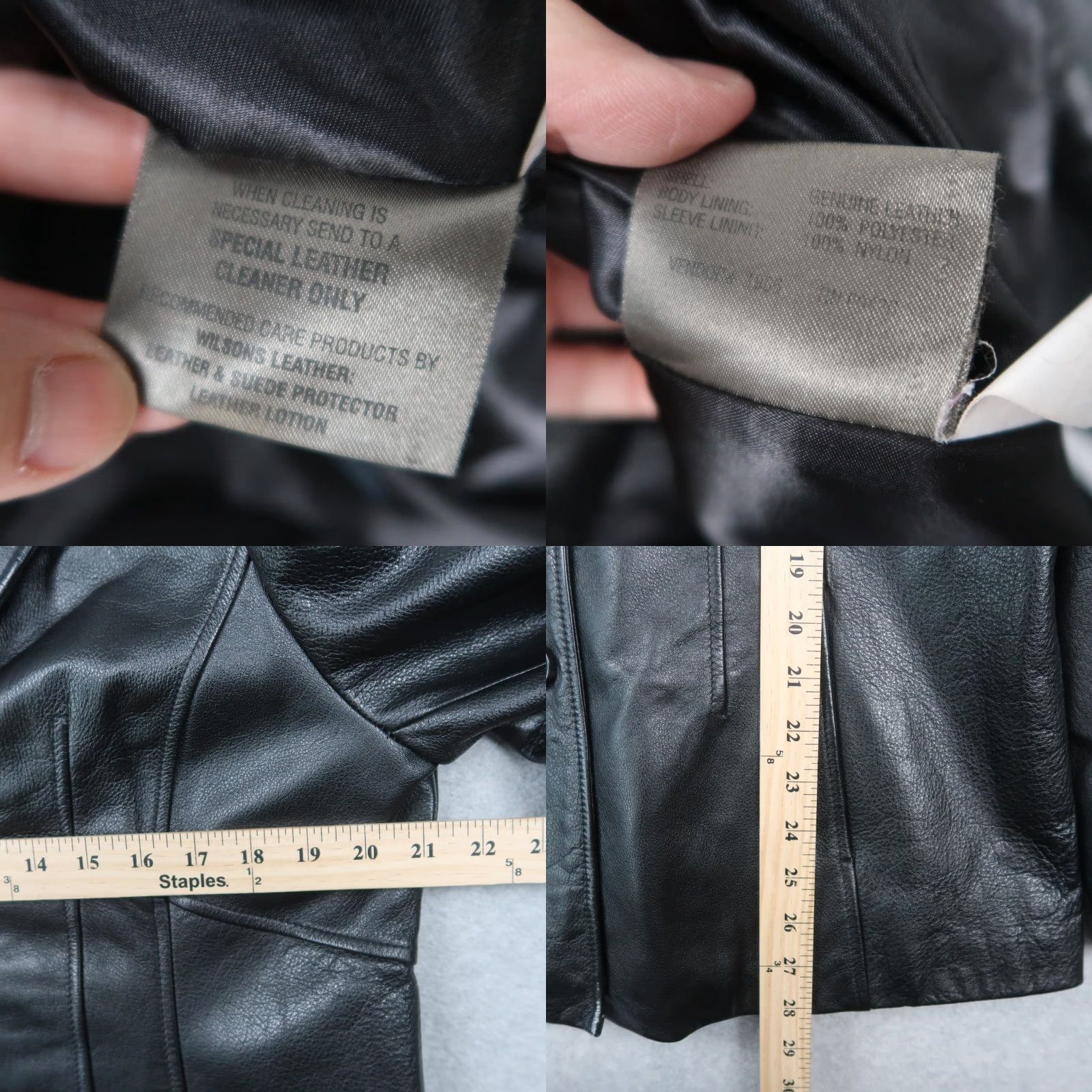 Vintage Wilsons Leather Jacket Womens XL Black Button Front Mid Length Tailored Size XL / US 12-14 / IT 48-50 - 8 Thumbnail