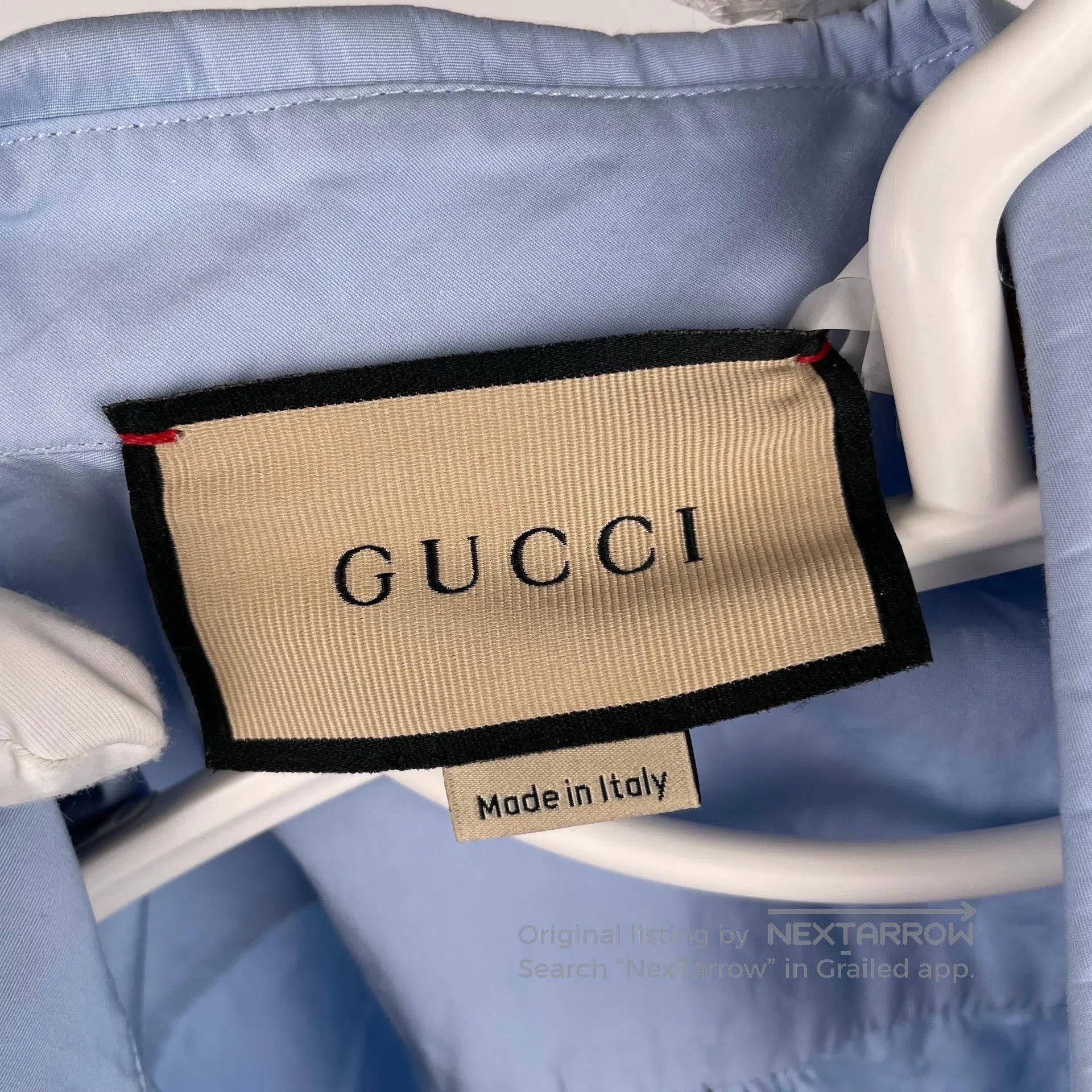 Gucci Guicci Blue Embroidered Letter Logo Long Sleeve Shirt Size Size XS / US 0-2 / IT 36-38 - 6 Thumbnail