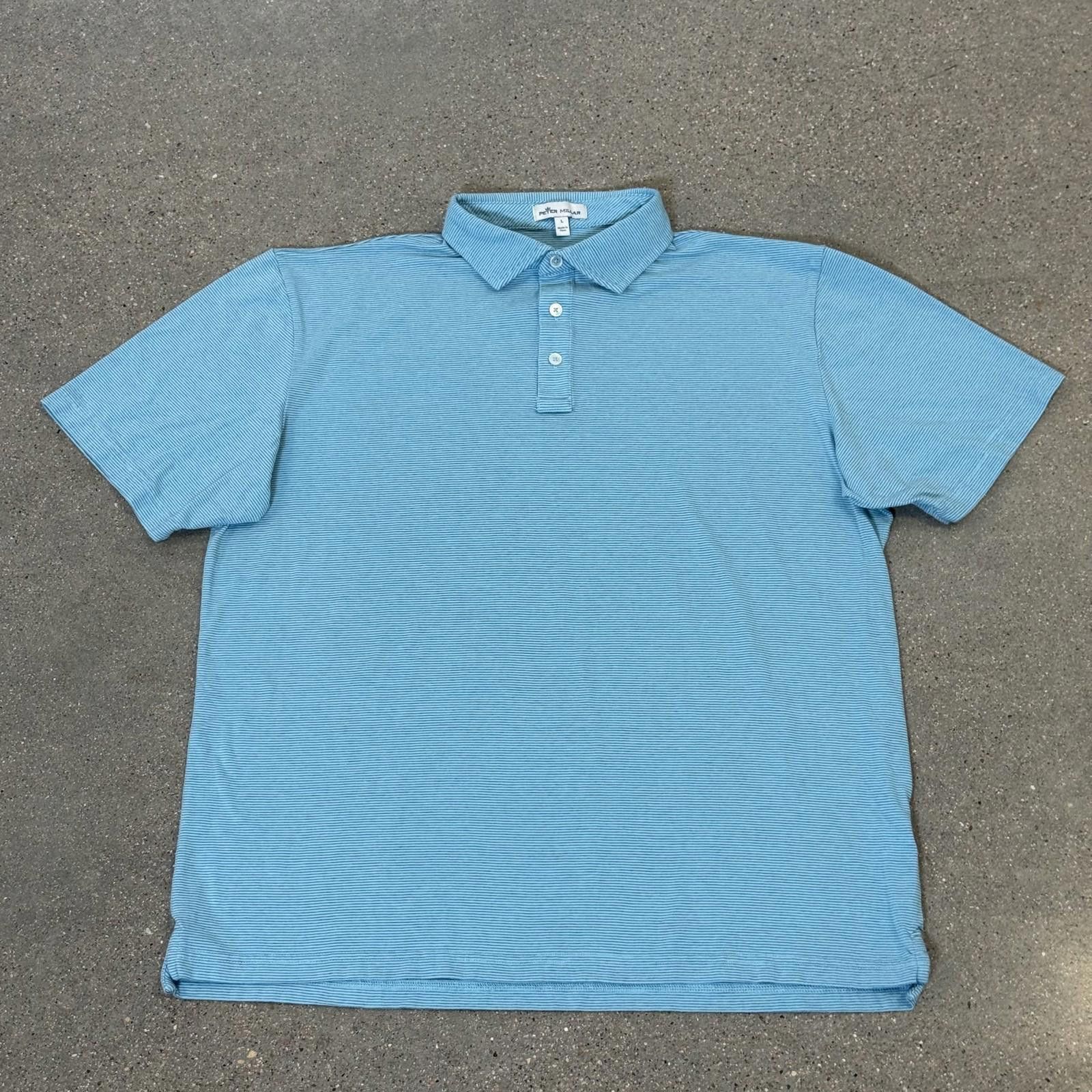 Peter Millar Peter Millar Polo Shirt Mens L Blue Striped Pima Cotton Golf Size US L / EU 52-54 / 3 - 1 Thumbnail