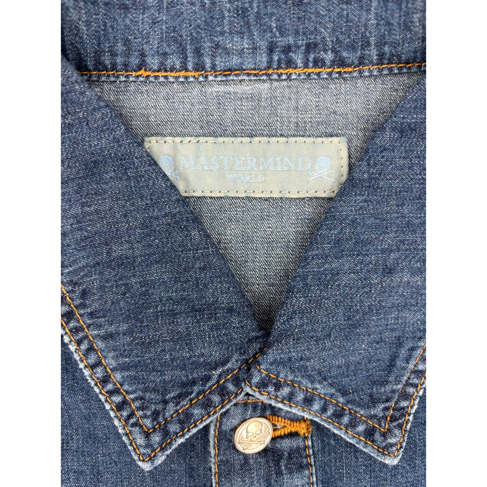Mastermind Japan Mastermind World Big Pockets Indigo Denim Shirt Size Medium Size M / US 6-8 / IT 42-44 - 7 Thumbnail