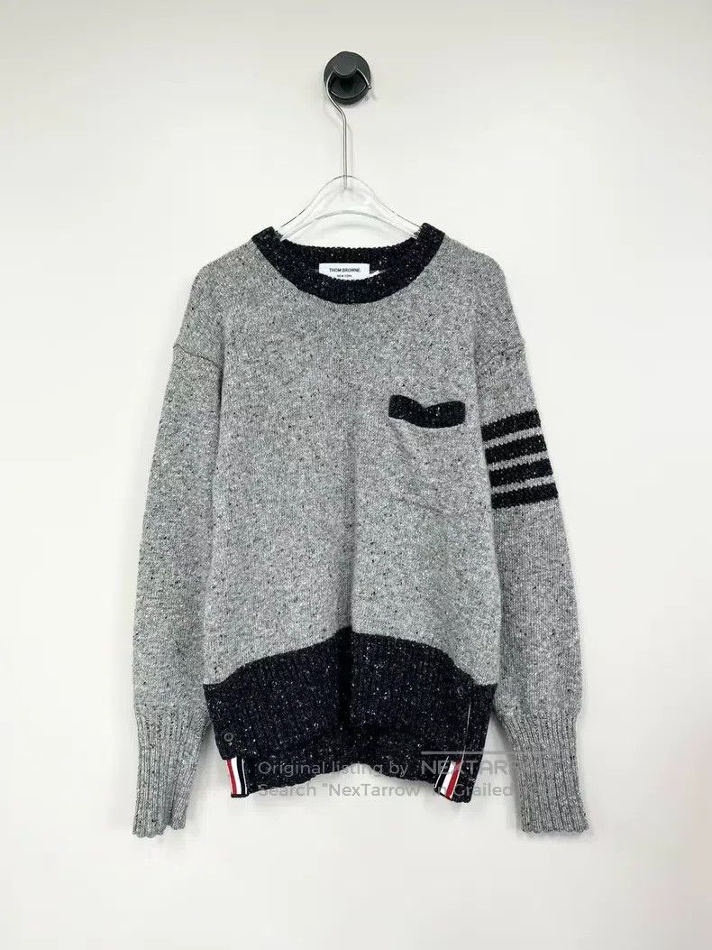 Thom Browne Thom Browne Grey Striped Wool Sweater Size S / US 4 / IT 40 - 1 Thumbnail