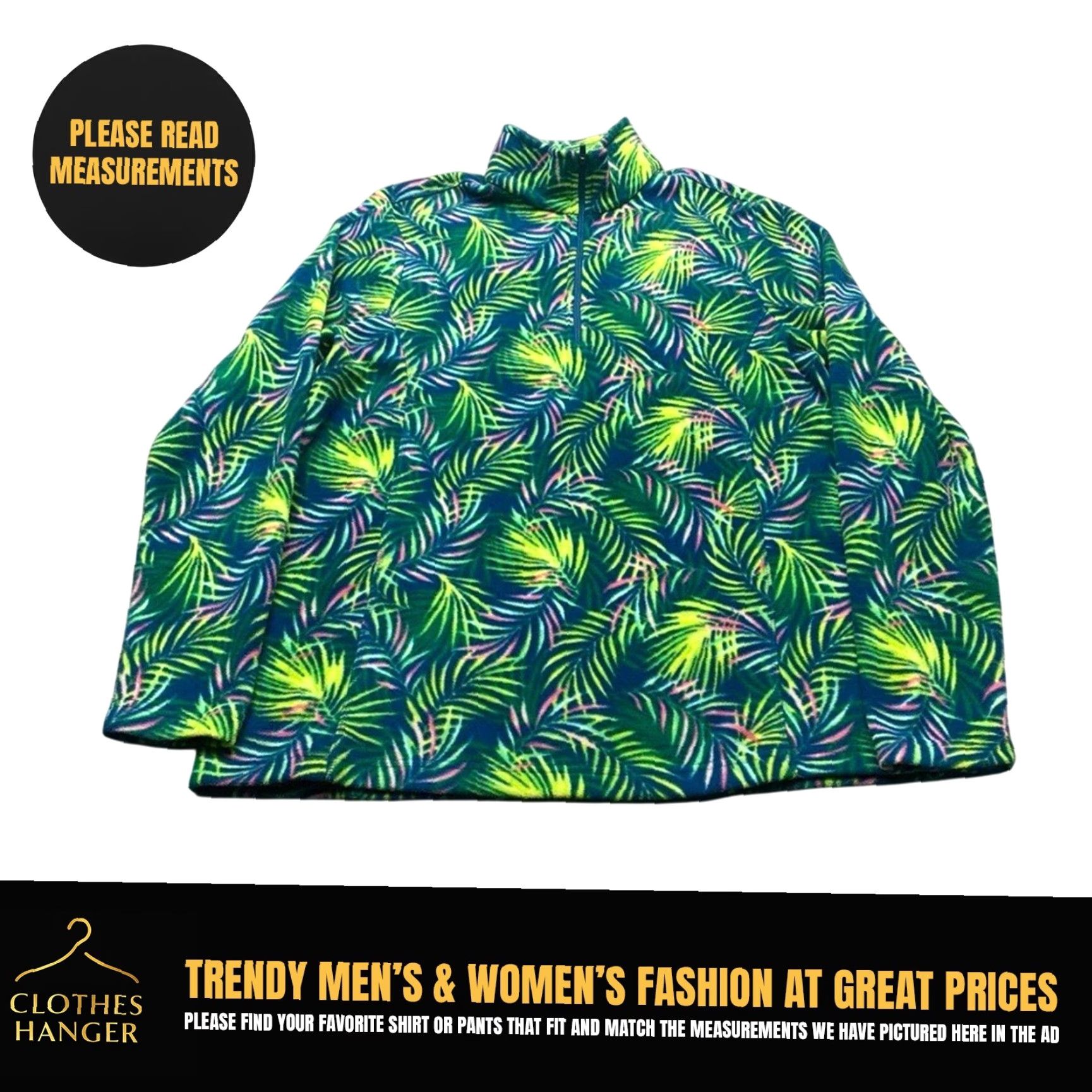 Lands' End VINTAGE Lands' End Anyweather Fleece Pullover Womens Medium 10-12 1/4 Zip Tropical 8157 Size M / US 6-8 / IT 42-44 - 2 Thumbnail