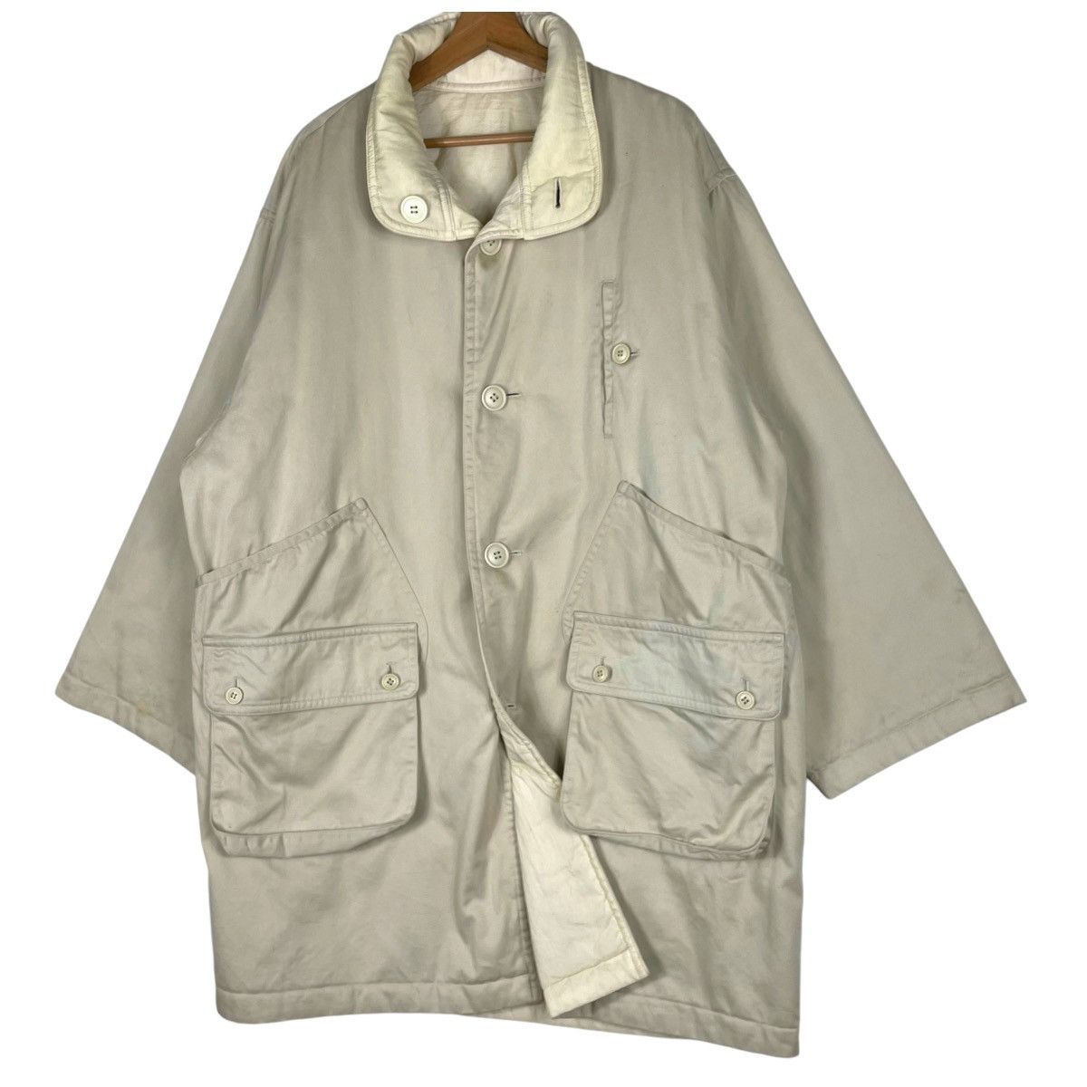 Issey Miyake ARCHIVES💥 80s BOXY COAT ISSEY MIYAKE BUTTON LONG JACKET Size US L / EU 52-54 / 3 - 4 Thumbnail