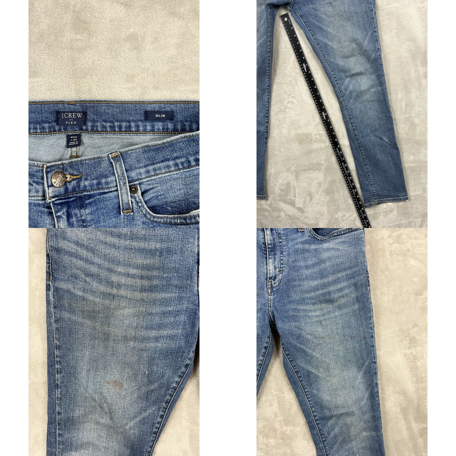 J.Crew J.CREW Jeans Slim Fit Medium Wash Men 33x30 5-Pocket Denim Casual Stretch Jeans Size US 33 - 8 Thumbnail
