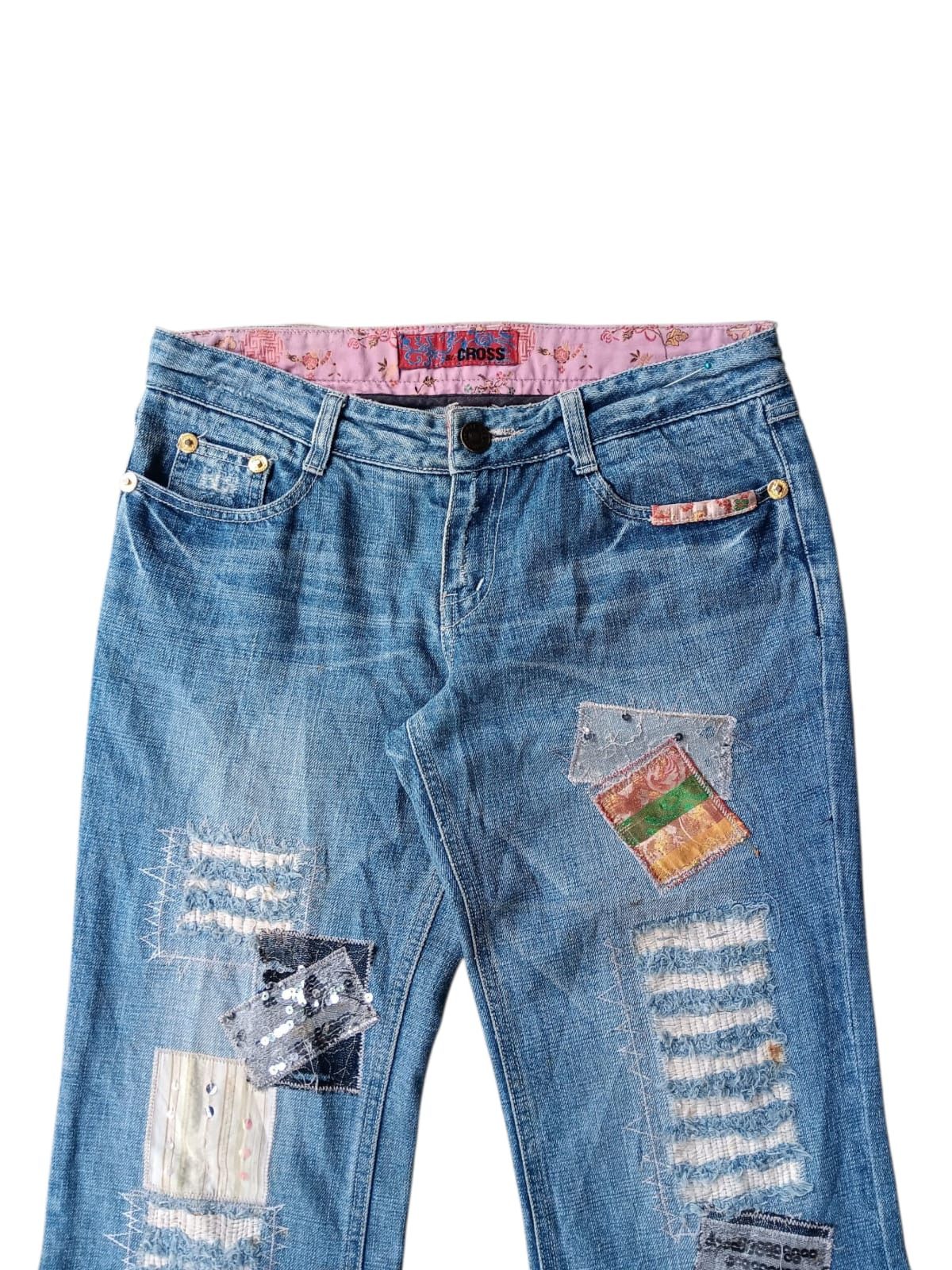 Japanese Brand Vintage St.cross patch work flare denim pants Size US 31 - 4 Thumbnail