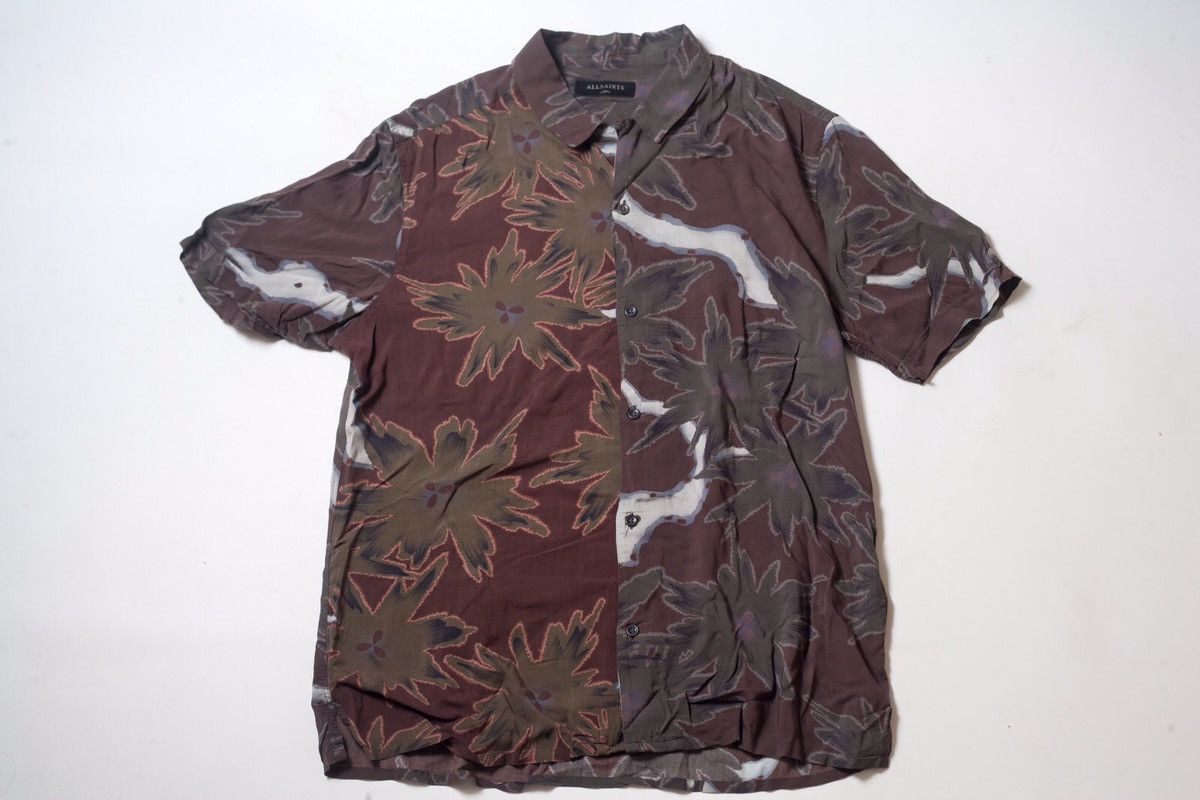 Allsaints ALL SAINTS Brown Camo Short Sleeve Zapata Viscose Shirt Size US L / EU 52-54 / 3 - 1 Thumbnail