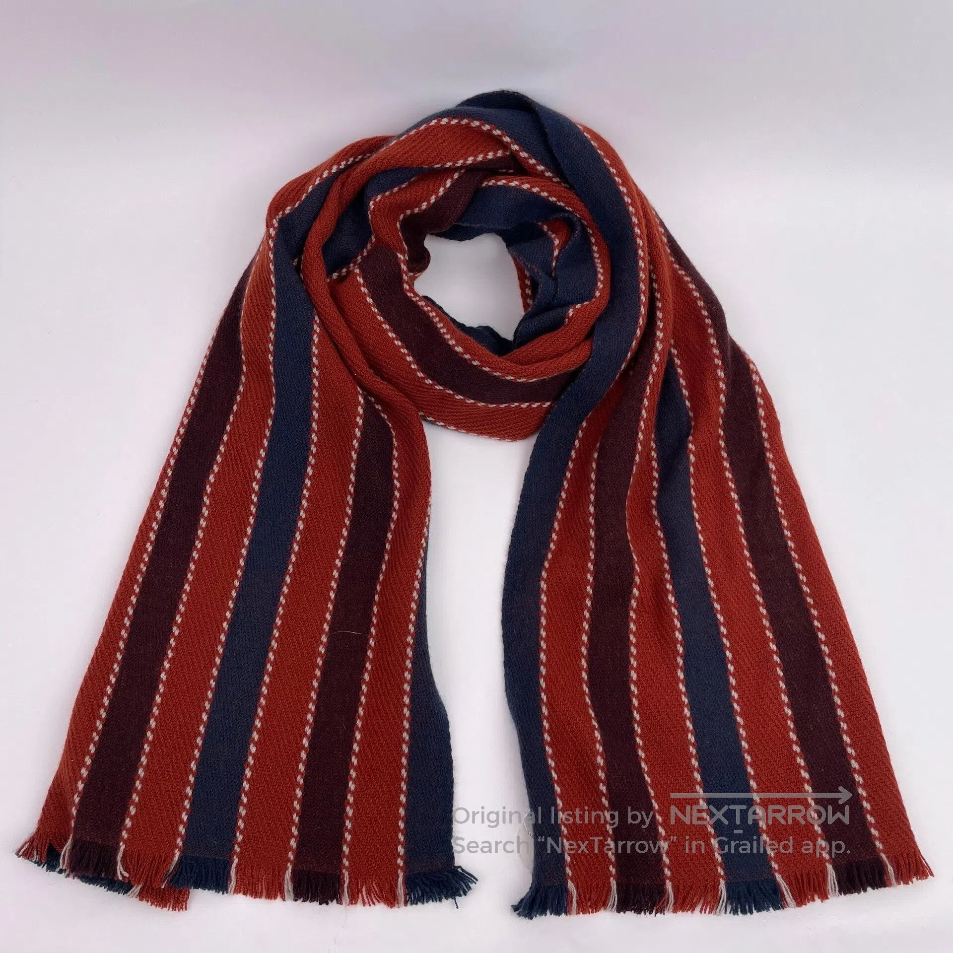 Loro Piana LORO PIANA Red and blue striped color block scarf| Size ONE SIZE - 1 Thumbnail