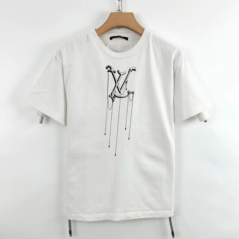 Louis Vuitton White Embroidered Cotton T-Shirt 0089