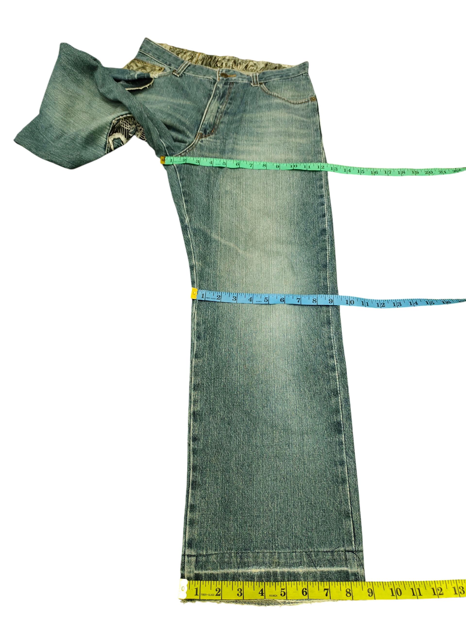 Karakuri Tamashii Japanese Brand Dominate Sukajan Koi Embroidered Denim Jeans Size US 31 - 15 Thumbnail