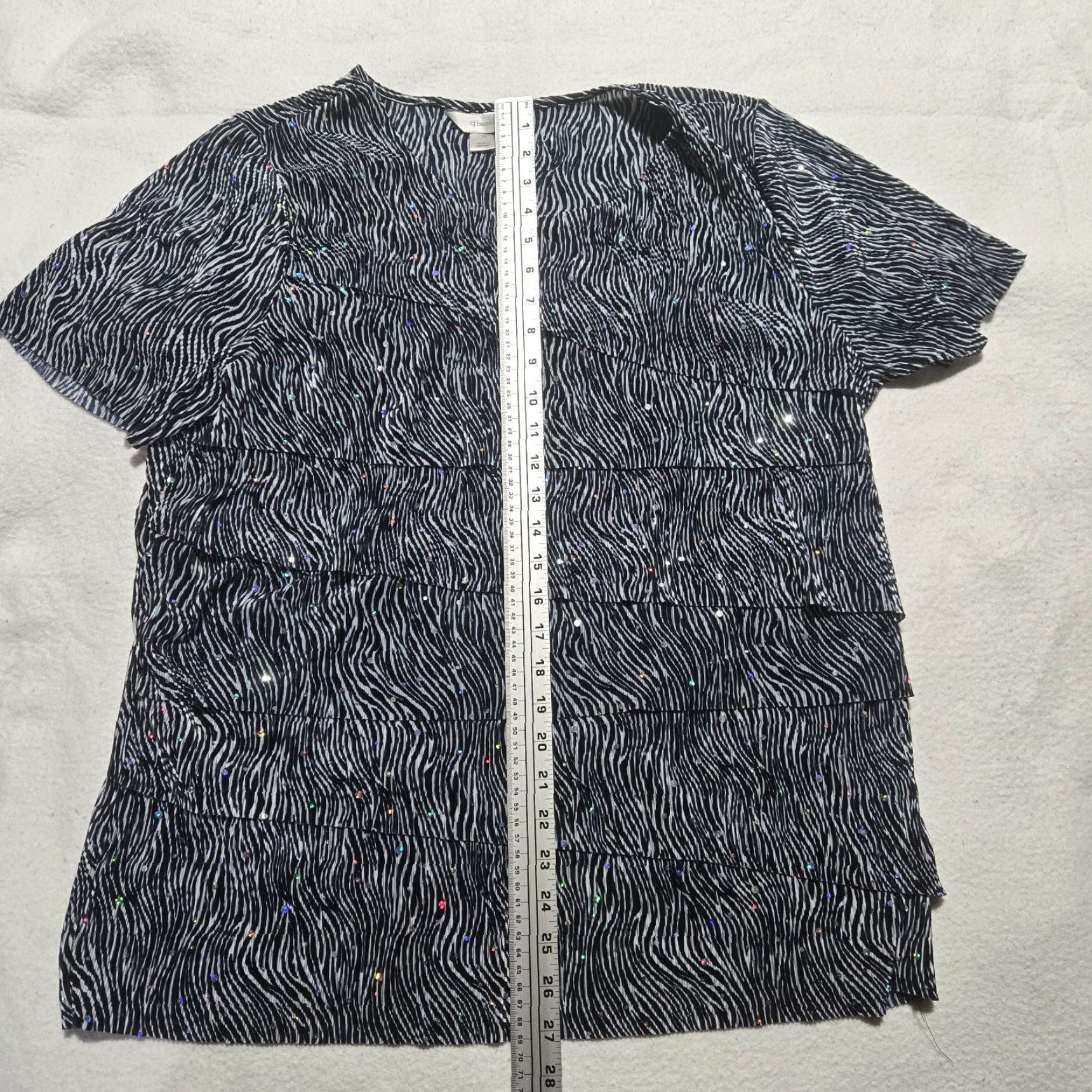 Vintage CJ Banks Black Stripped Blouse Tunic Shiny Flapper Women's Plus Size 1X Shirt Size XL / US 12-14 / IT 48-50 - 6 Thumbnail