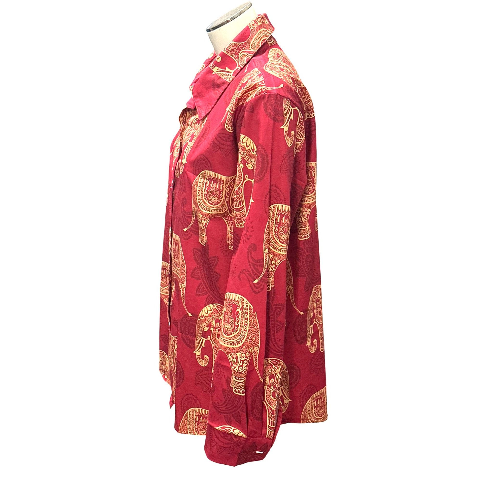 Other CCC Vintage Red Elephant Print Long Sleeve Button Up Shirt S Size L / US 10 / IT 46 - 2 Thumbnail