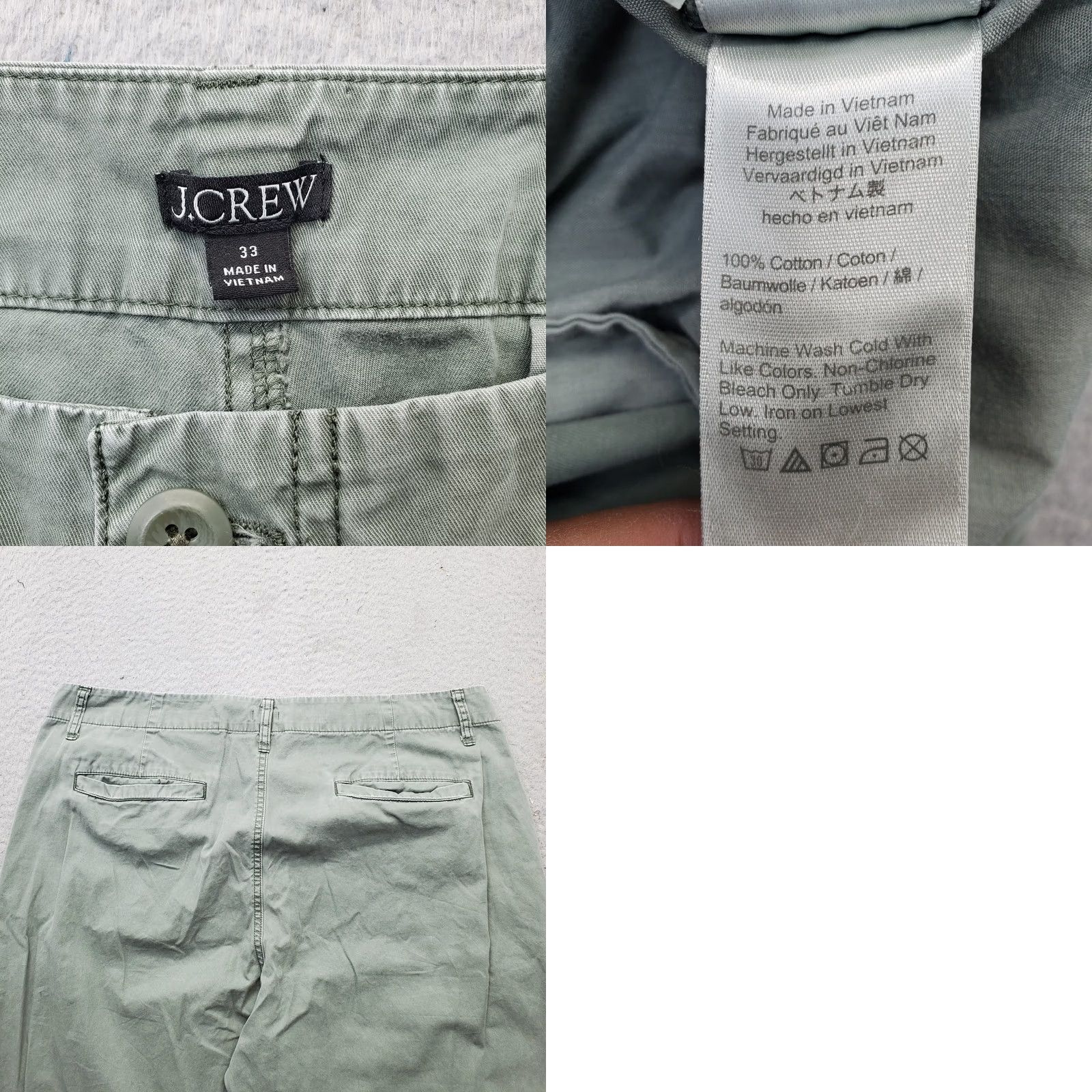 J.Crew J.CREW Chino Pants Mens Size 33 Green Regular Fit Stretch Low Waist Straight Leg Shirt Size US 33 - 8 Thumbnail