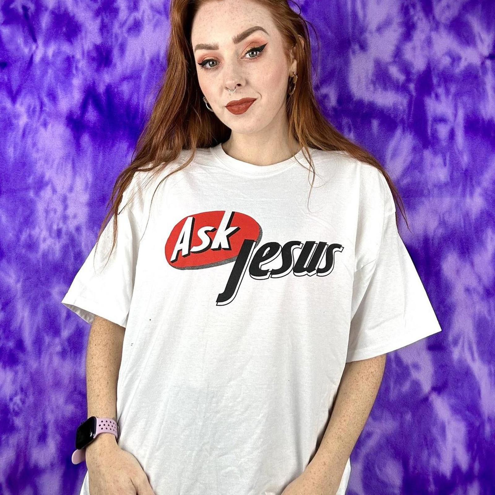 Gildan Ask Jesus Funny parody ask jeeves ask jesus tee sz XL Size US XL / EU 56 / 4 - 1 Thumbnail