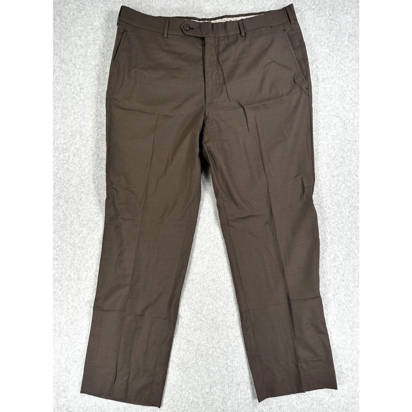 Vintage Belvest Dress Pants Mens 36x29 Brown Wool Flat Front Suit Trousers Made Italy Dress Pants Mens 36 Brown Wool Flat Front Suit Trousers Made Italy Size 36R - 2 Thumbnail