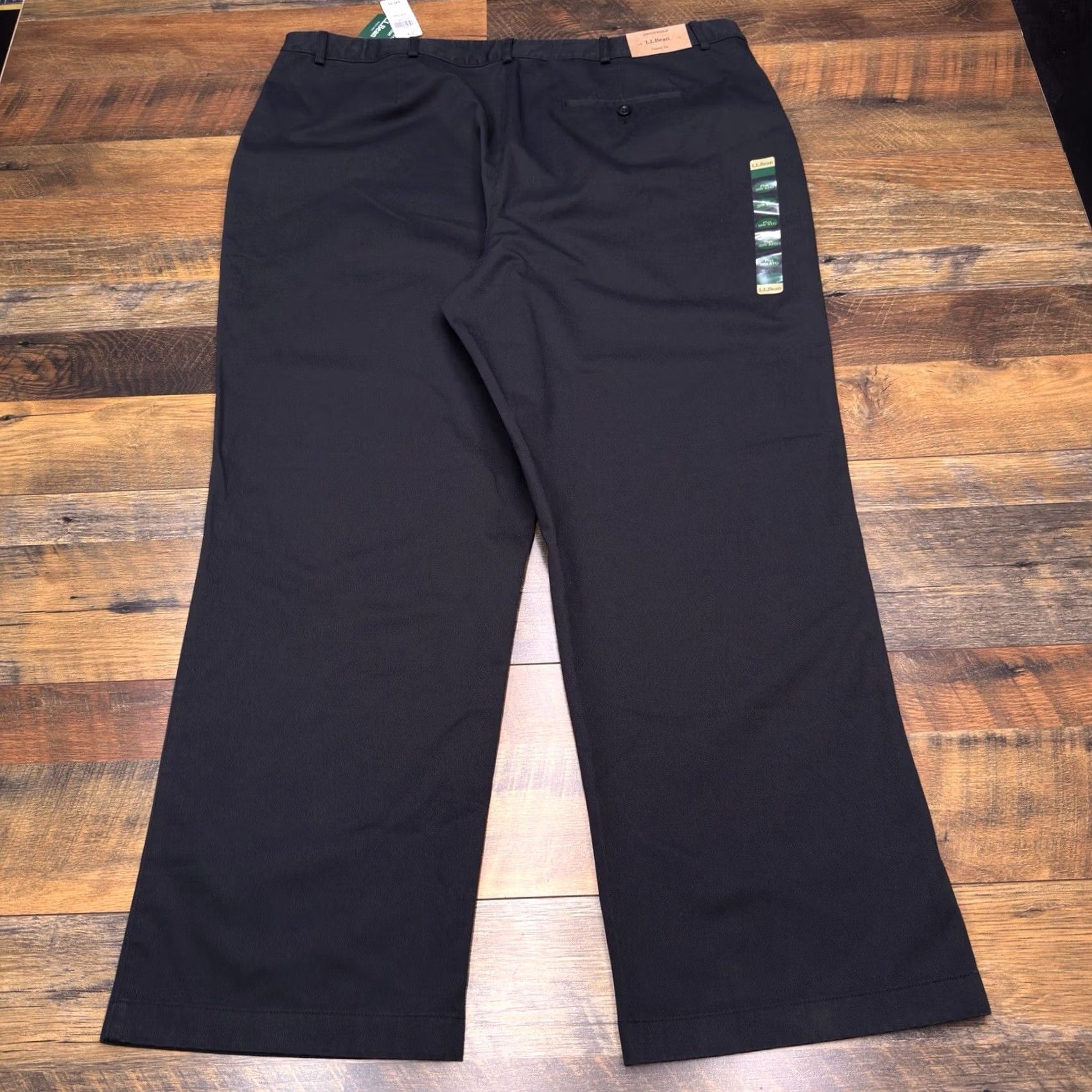 Vintage L.L. Bean Pants Womens 20W Regular Black High Rise Cotton Twill Straight Chino Flat Front Easy Care New Size 42" / US 20 - 3 Thumbnail