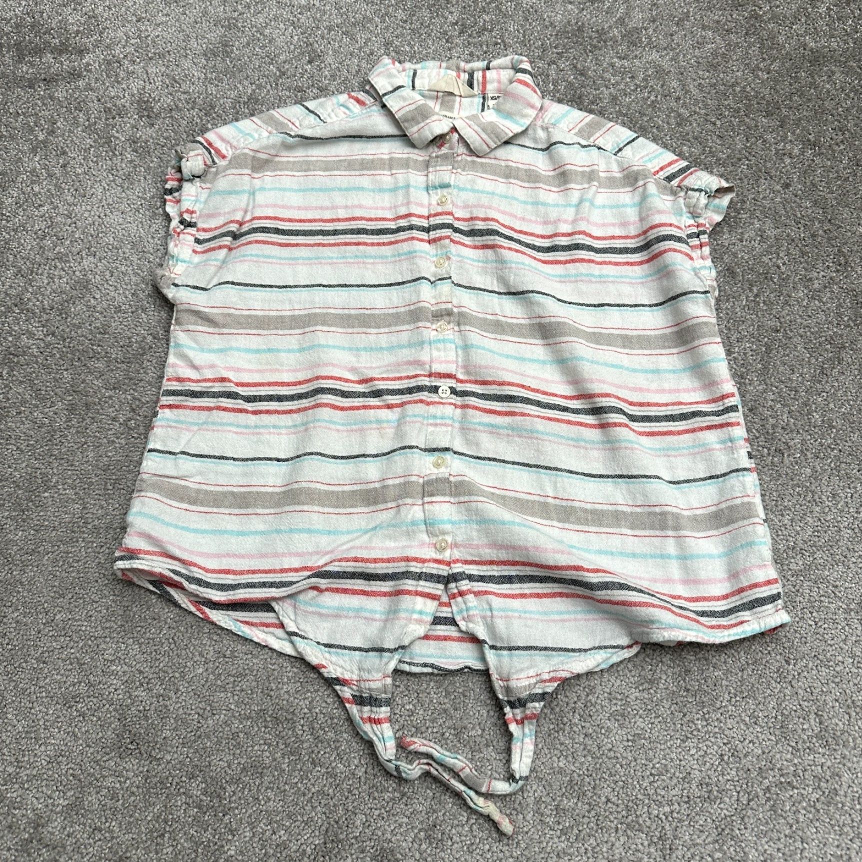 Weatherproof Weatherproof Shirt Adult XS Multicolor Striped Linen Sleeveless Button-Down Casual Size XS / US 0-2 / IT 36-38 - 2 Thumbnail
