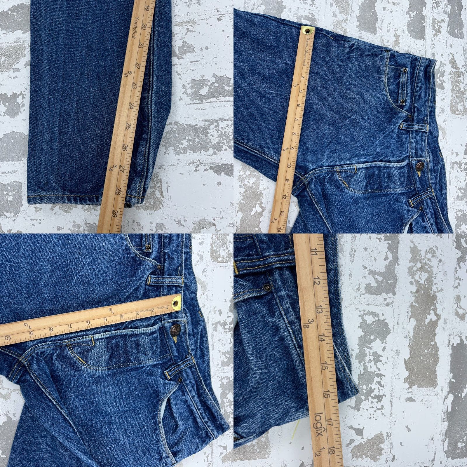 Vintage Atelier Jeans Men Slim Straight Denim Button Fly Med Wash Faded 33 Blue Vintage N/A Size US 33 - 8 Thumbnail