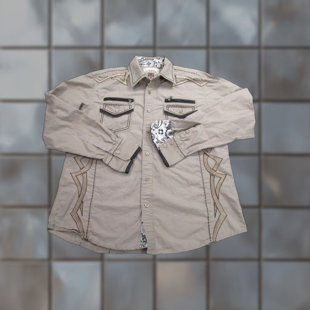 Cougar VINTAGE Platini Jeans Cougar Shirt Mens Large Tan Western Embroidered Snap Button Cowboy - Shirt - Adult Large - Beige - Western/Cowboy - Mens Size US L / EU 52-54 / 3 - 1 Thumbnail