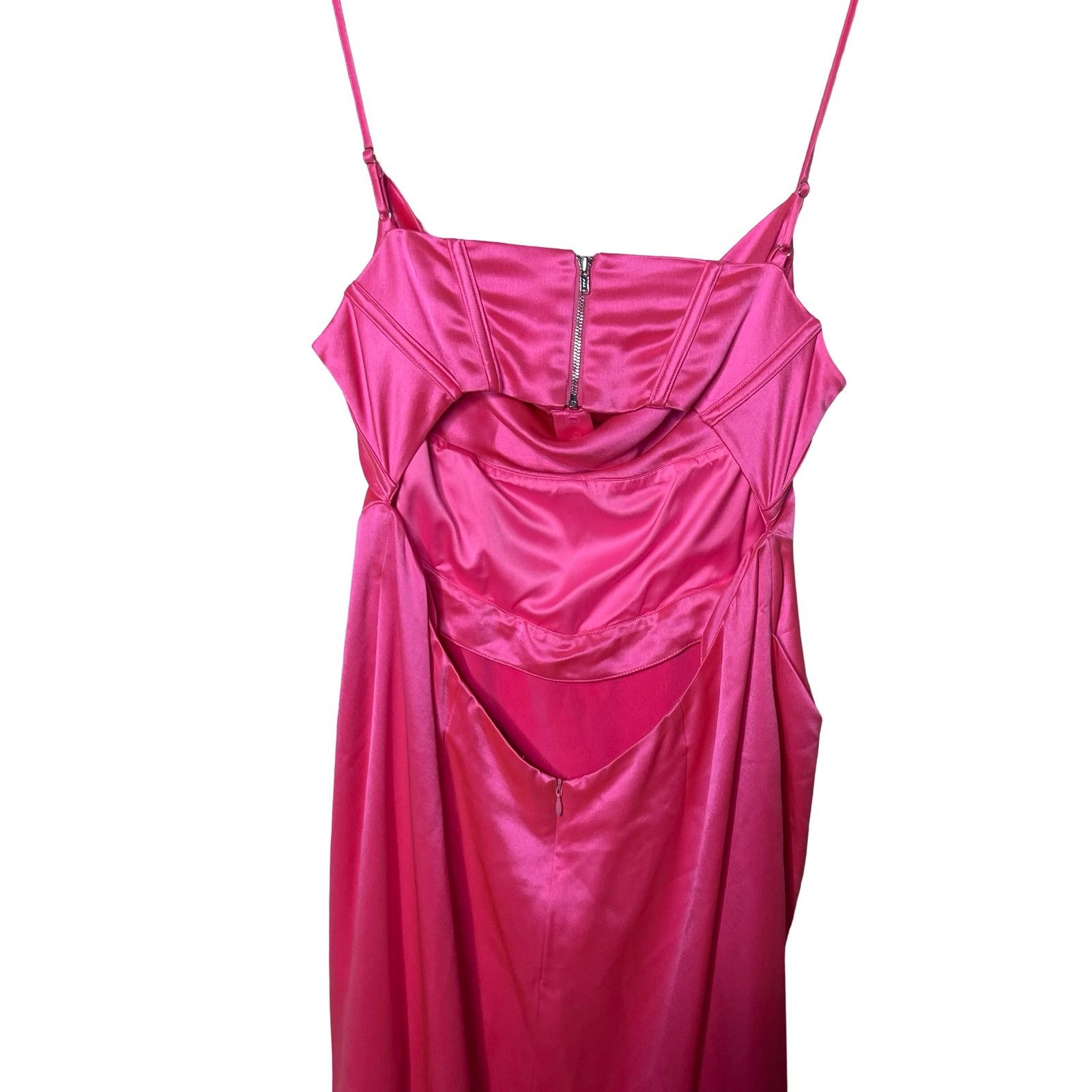 Retrofete Retrofete Rosa Maxi slip Dress Hyper Pink side seam split L Size L / US 10 / IT 46 - 6 Thumbnail