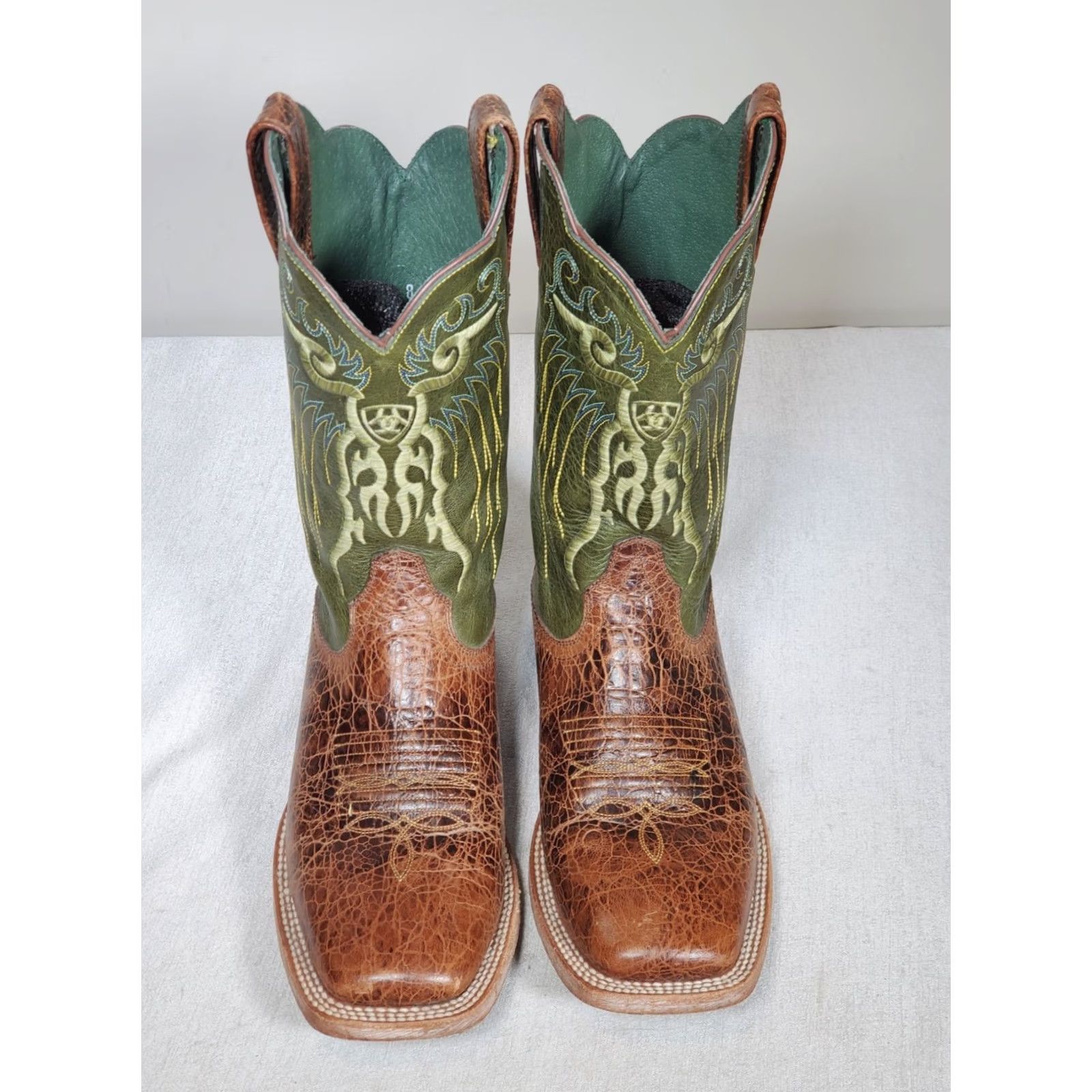 Ariat Ariat Mesteno Broad Square Toe Western Boots Men US 8.5 EE Adobe Clay / Lime Green Brown Leather Square Toe Boots Mens Western Shoes Boots Size US 9 / EU 42 - 7 Thumbnail