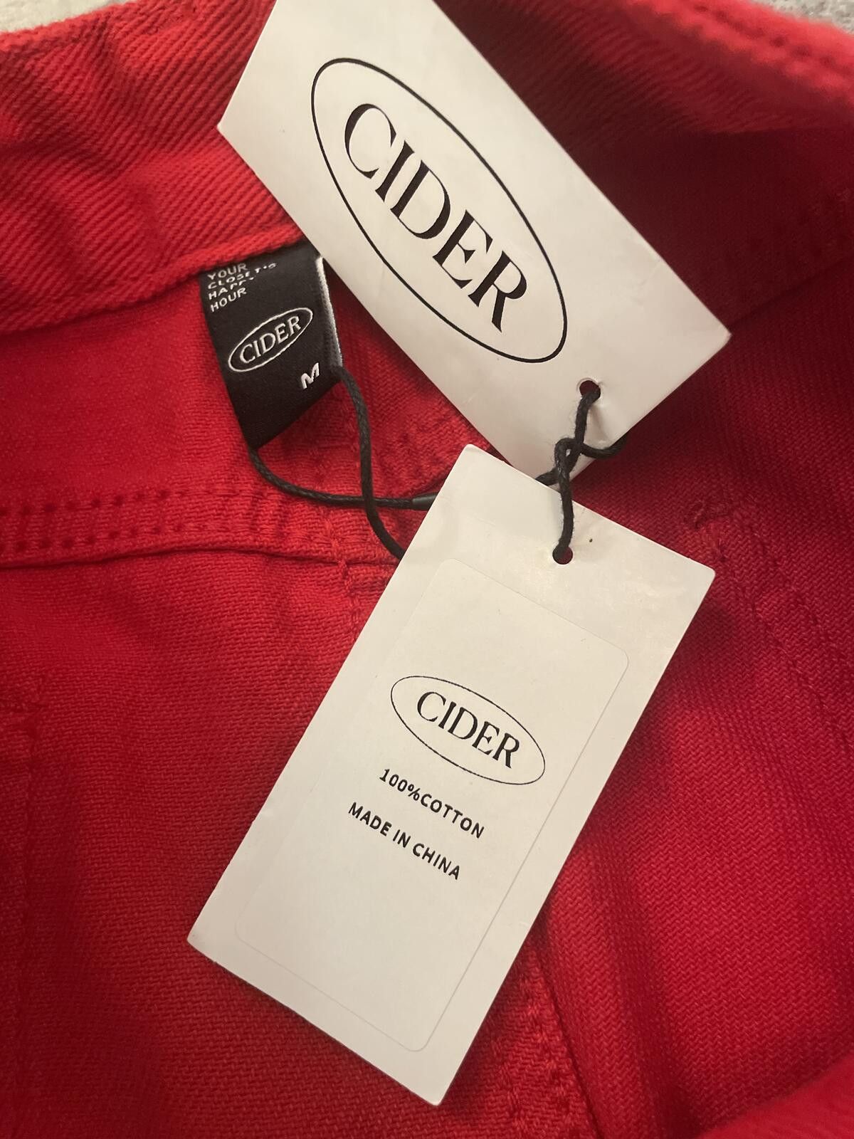 Cyderhouse Cider Wide Leg Jeans Women's Medium Frayed Hem Red Cotton Size 32" / US 10 / IT 46 - 4 Thumbnail