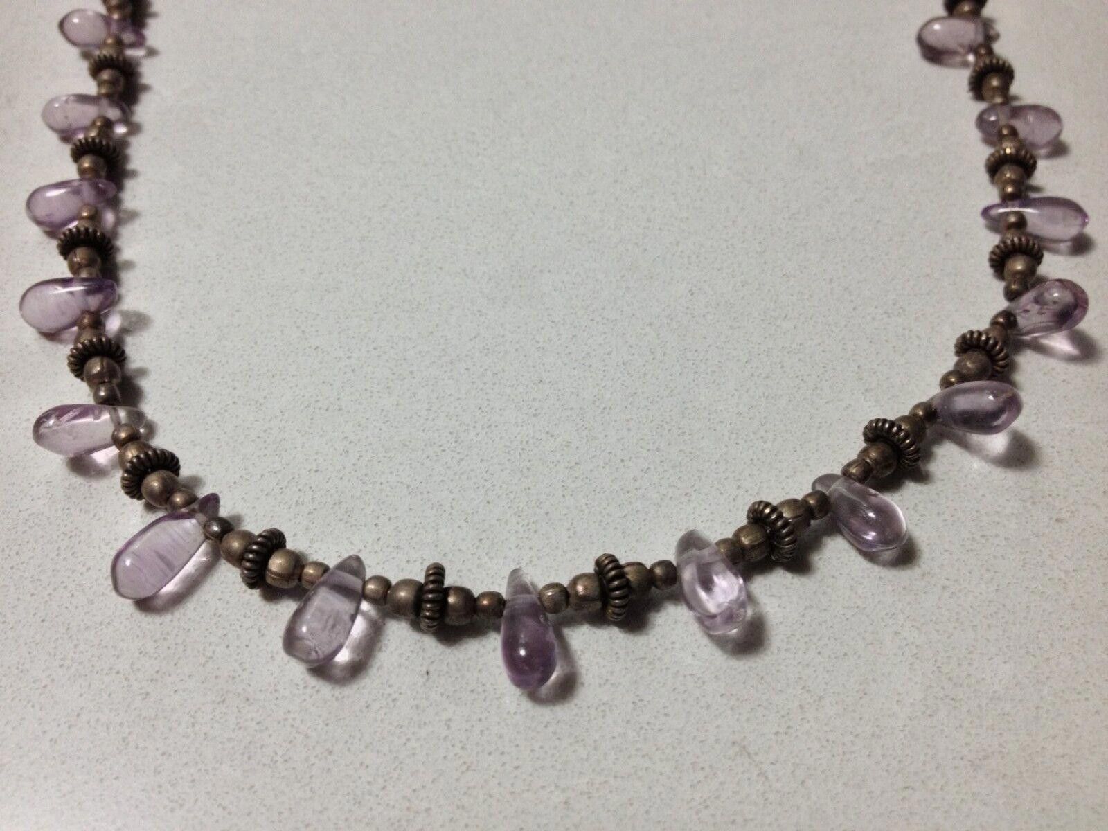 Designer Sterling Silver Amethyst Bead Necklace Size ONE SIZE - 2 Thumbnail
