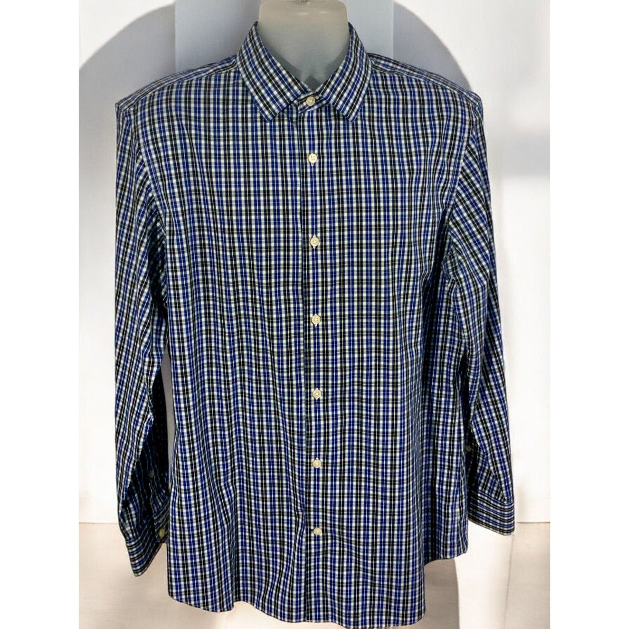 Banana Republic Banana Republic Mens Long Sleeve Blue Black Plaid Shirt L Size US L / EU 52-54 / 3 - 12 Thumbnail