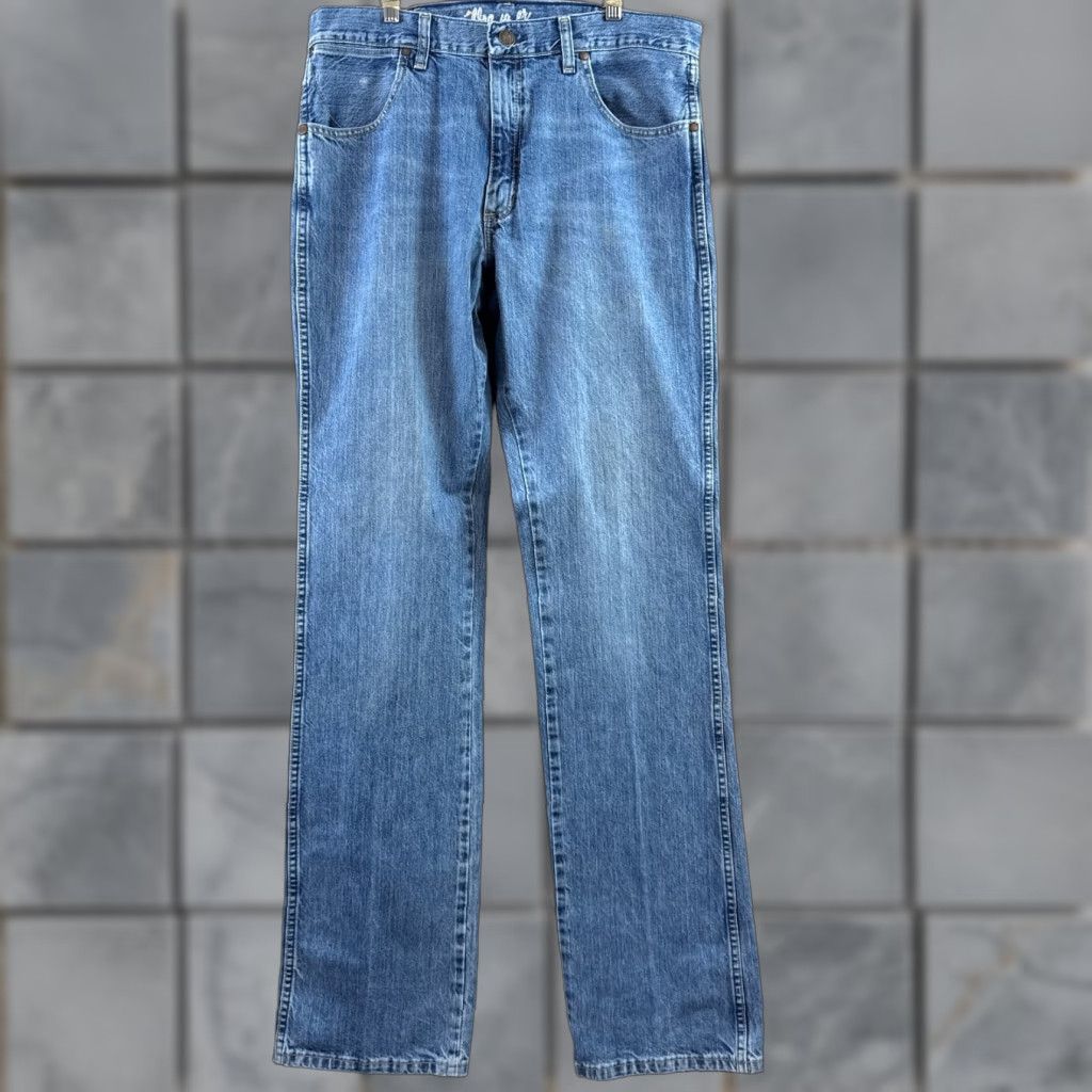 Wrangler Wrangler Jeans Mens 34x38 Blue Retro Bootcut Slim Western Denim Pant Cowboy Work Size US 34 / EU 50 - 1 Thumbnail