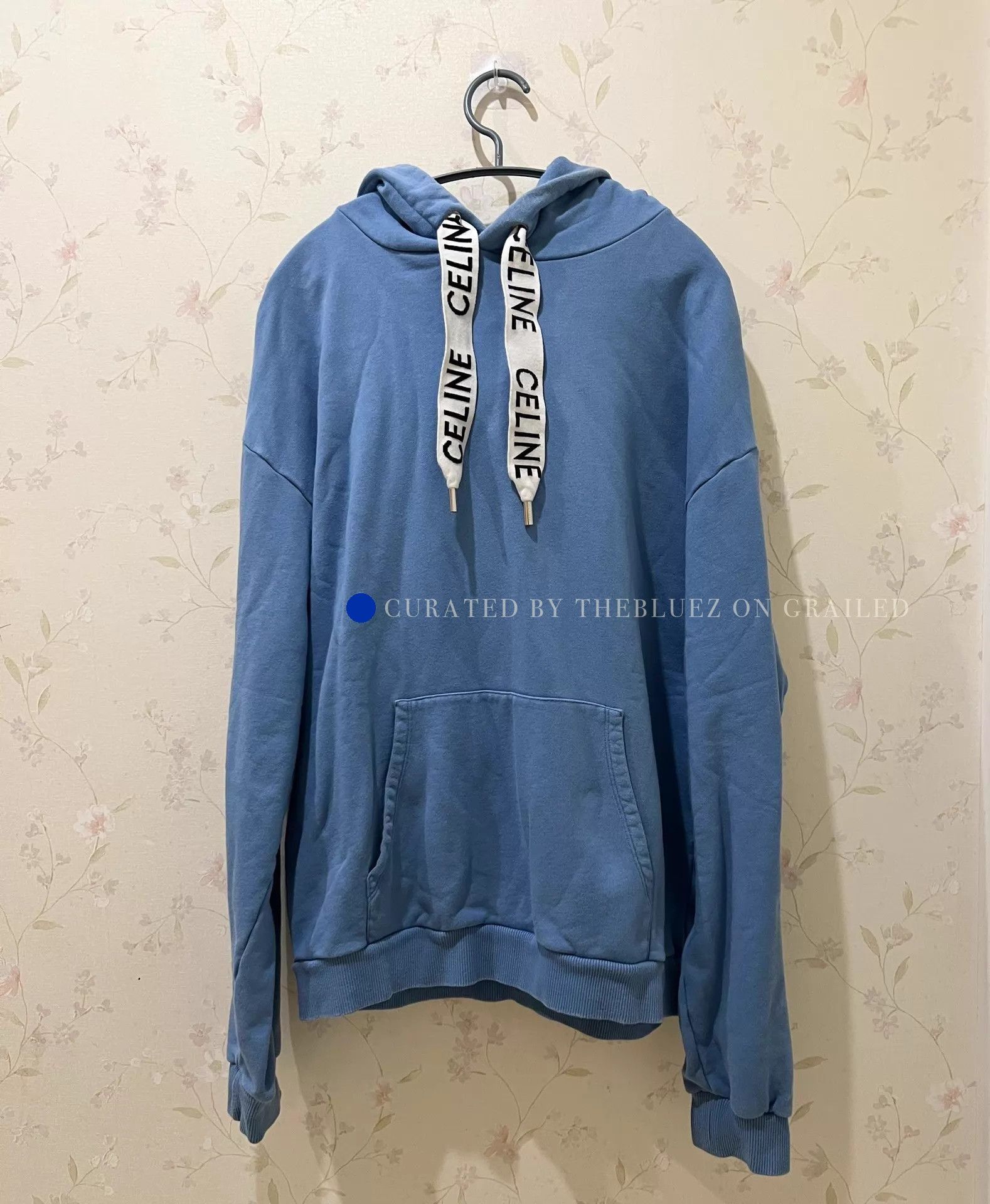 Celine Comfortable Blue Drawstring Hoodie in XL Size US XL / EU 56 / 4 - 1 Thumbnail