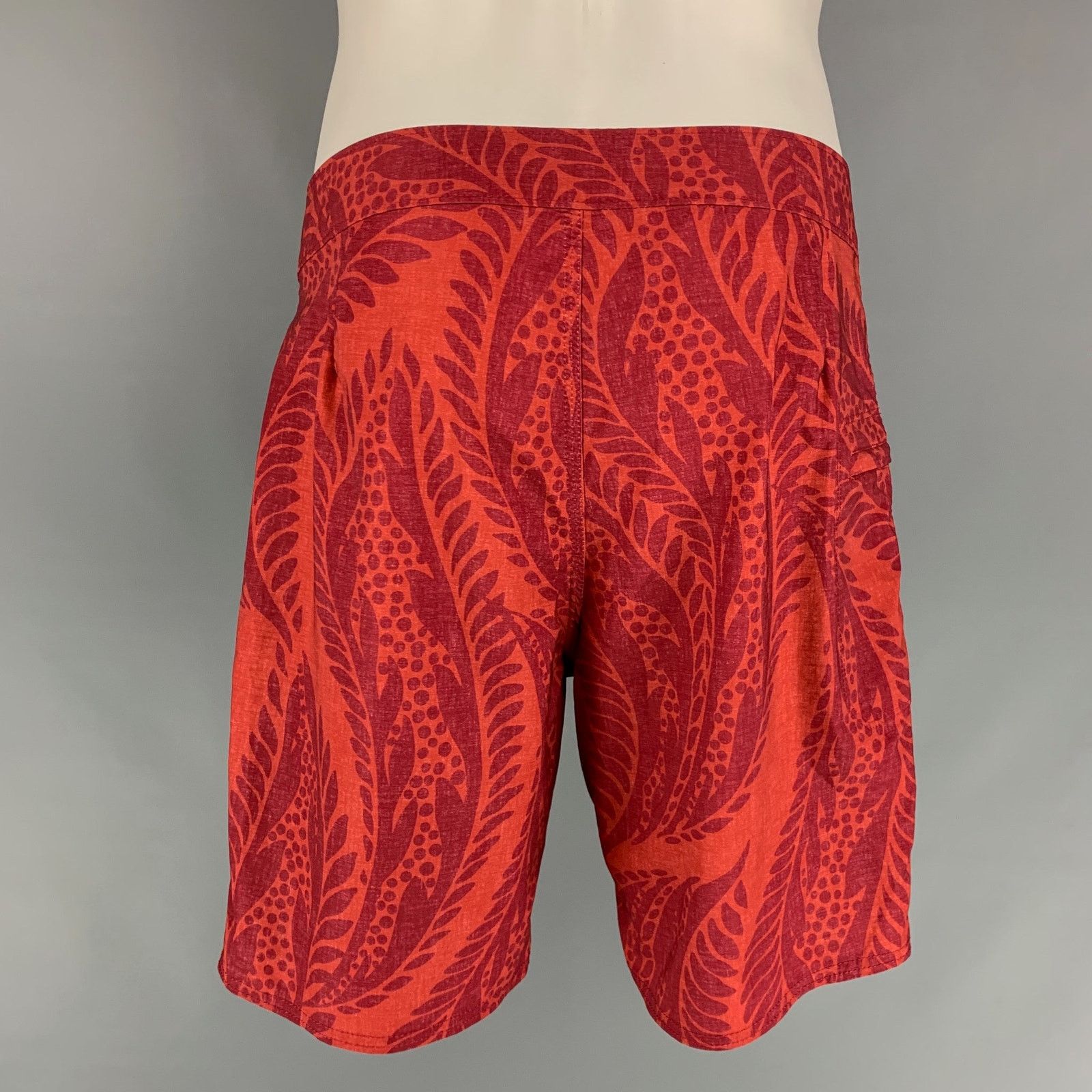 Other OUTTER ORIGINAL 32 Red Floral Polyamide Blend Swim Trunks Size US 32 / EU 48 - 2 Thumbnail