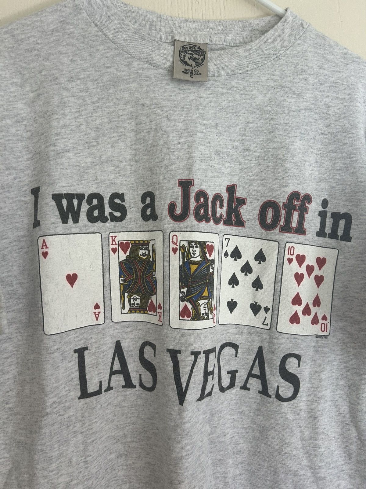 Vintage Vintage “I Was A Jack Off In Las Vegas” Poker Cards T-shirt Size US XL / EU 56 / 4 - 2 Thumbnail