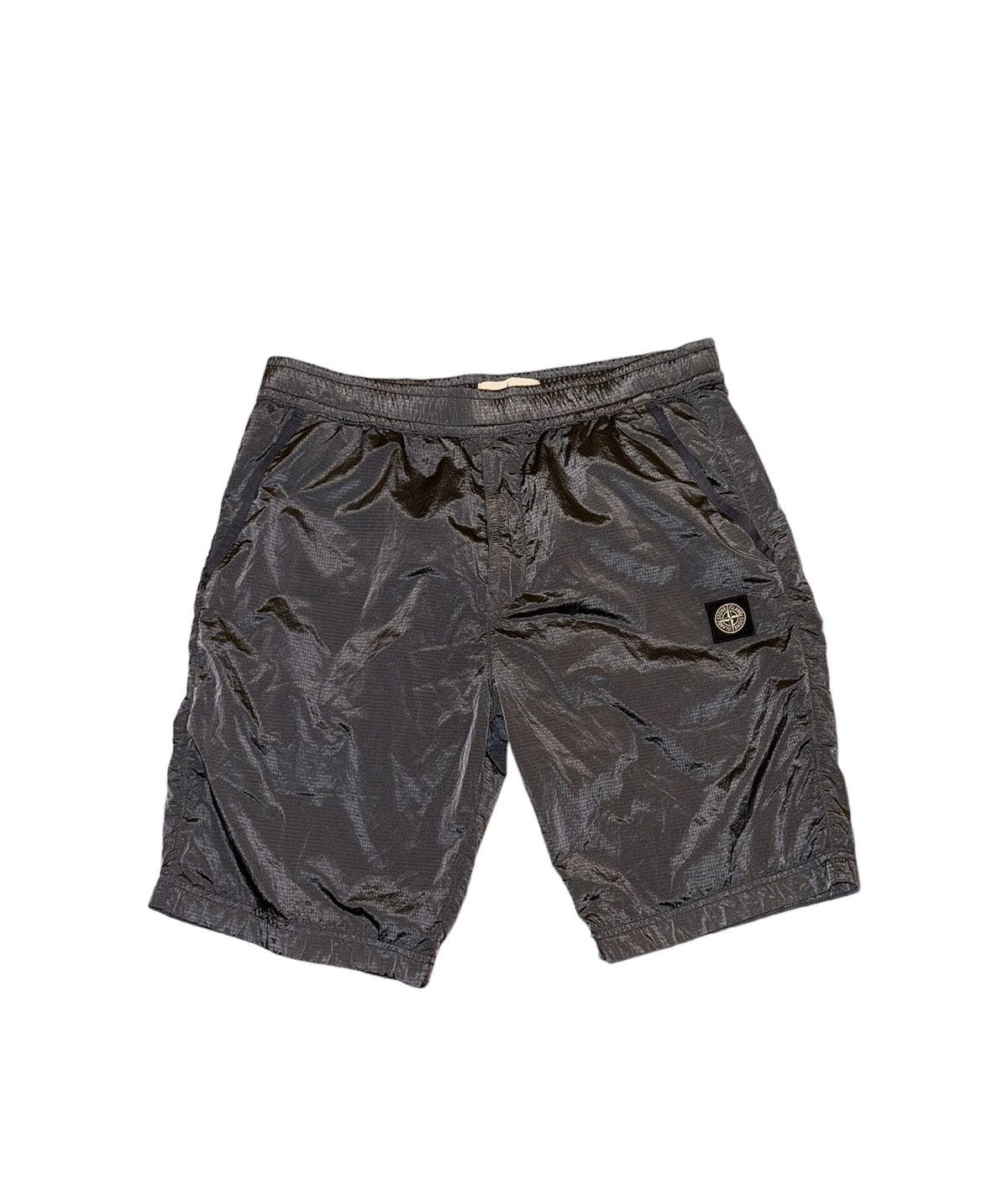 image of 400$ Stone Island Bermuda Nylon Metal Shorts/si Nylon Short in Metallic, Men's (Size 34)