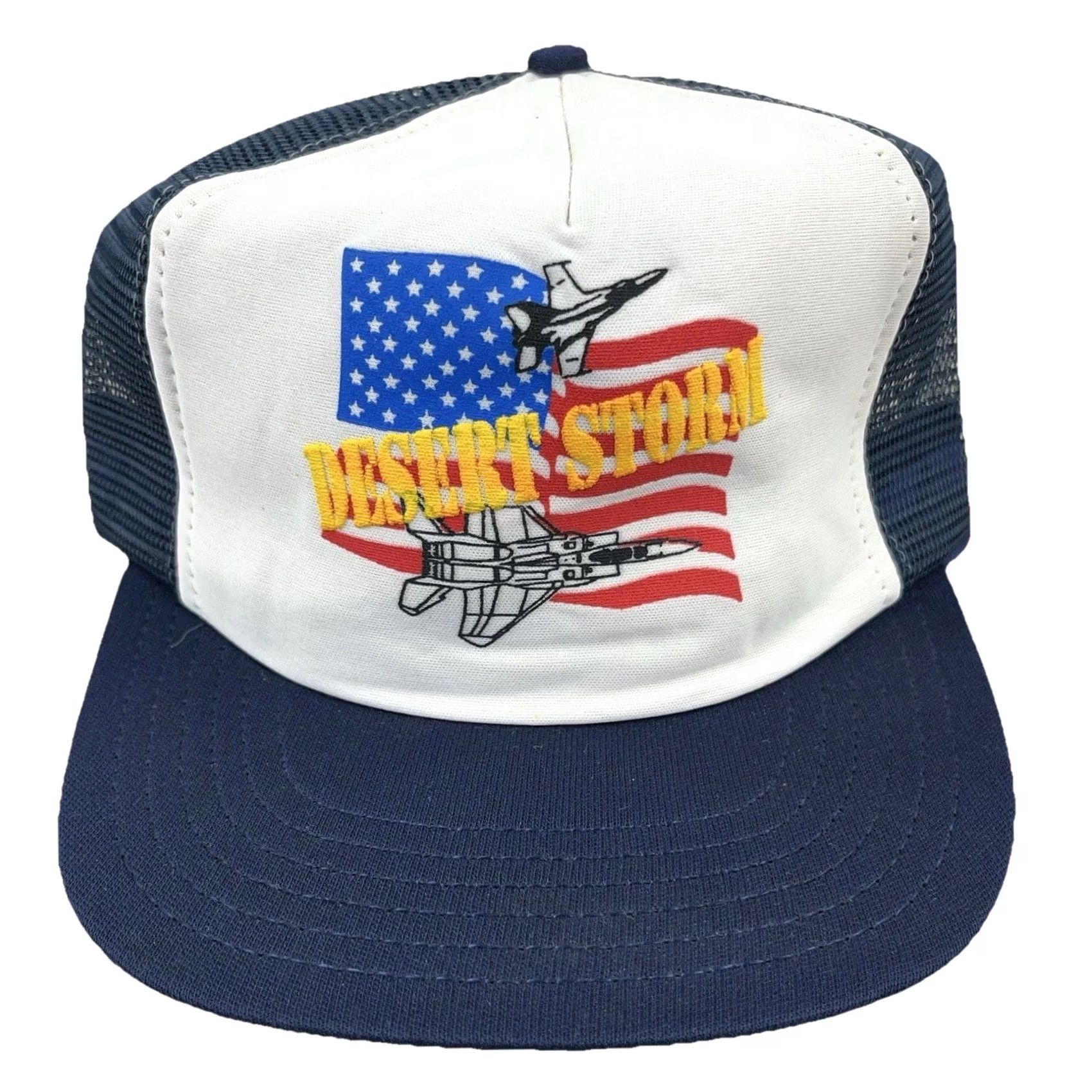 Vintage VINTAGE Desert Storm Trucker Hat Cap Snapback 90s Made In USA Puffy Flag Jet Size ONE SIZE - 2 Thumbnail