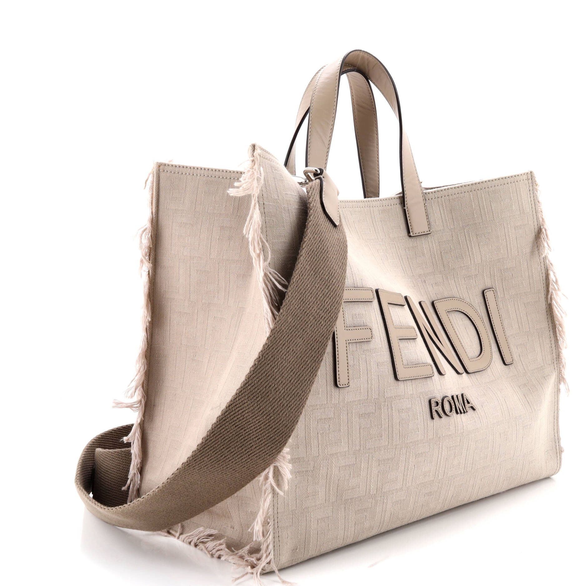 Fendi Logo Shopper Tote Fringe Canvas Large Size ONE SIZE - 1 Thumbnail